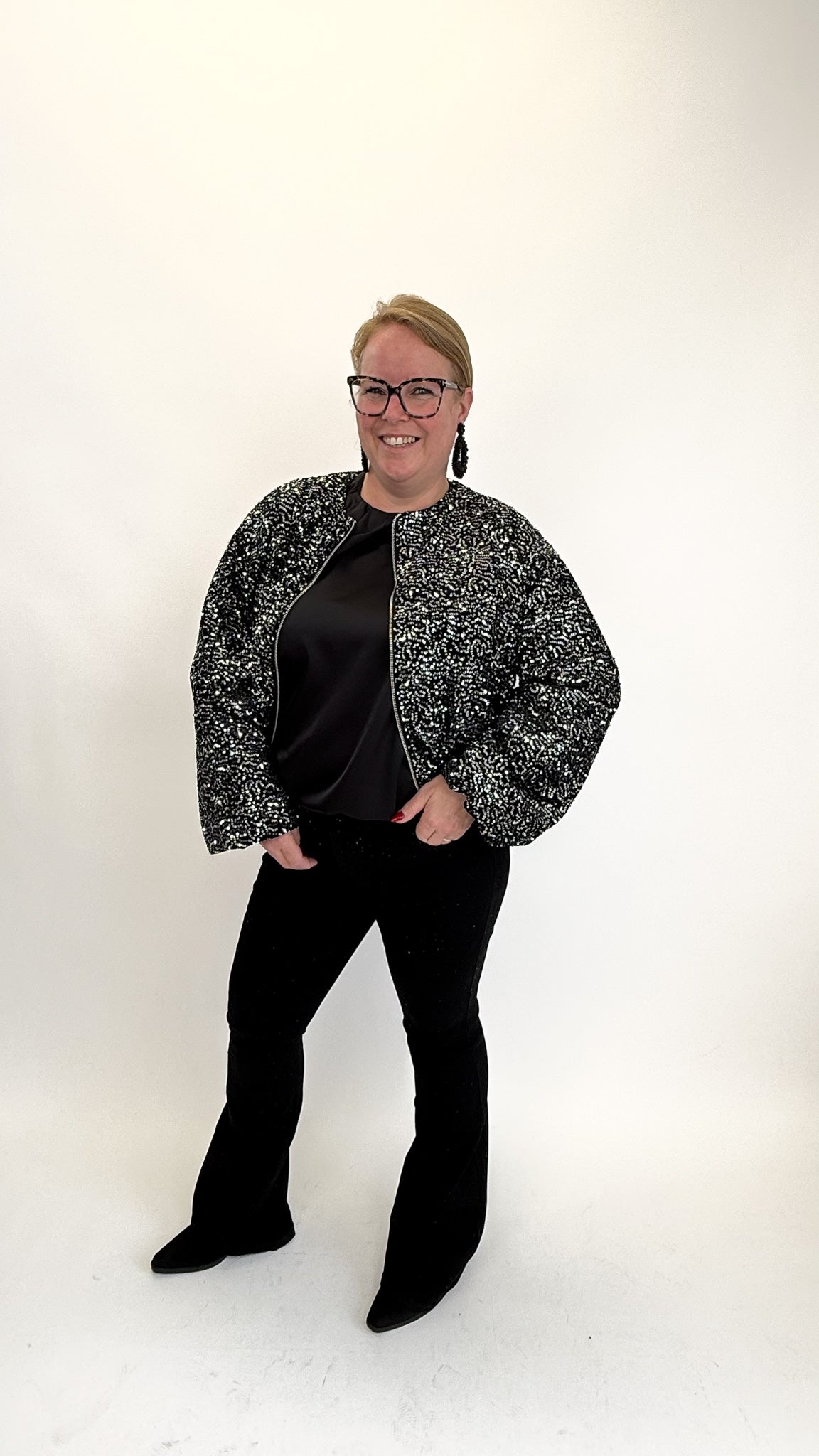 BO DENIM WESTE (38 BIS 50) - SCHWARZ