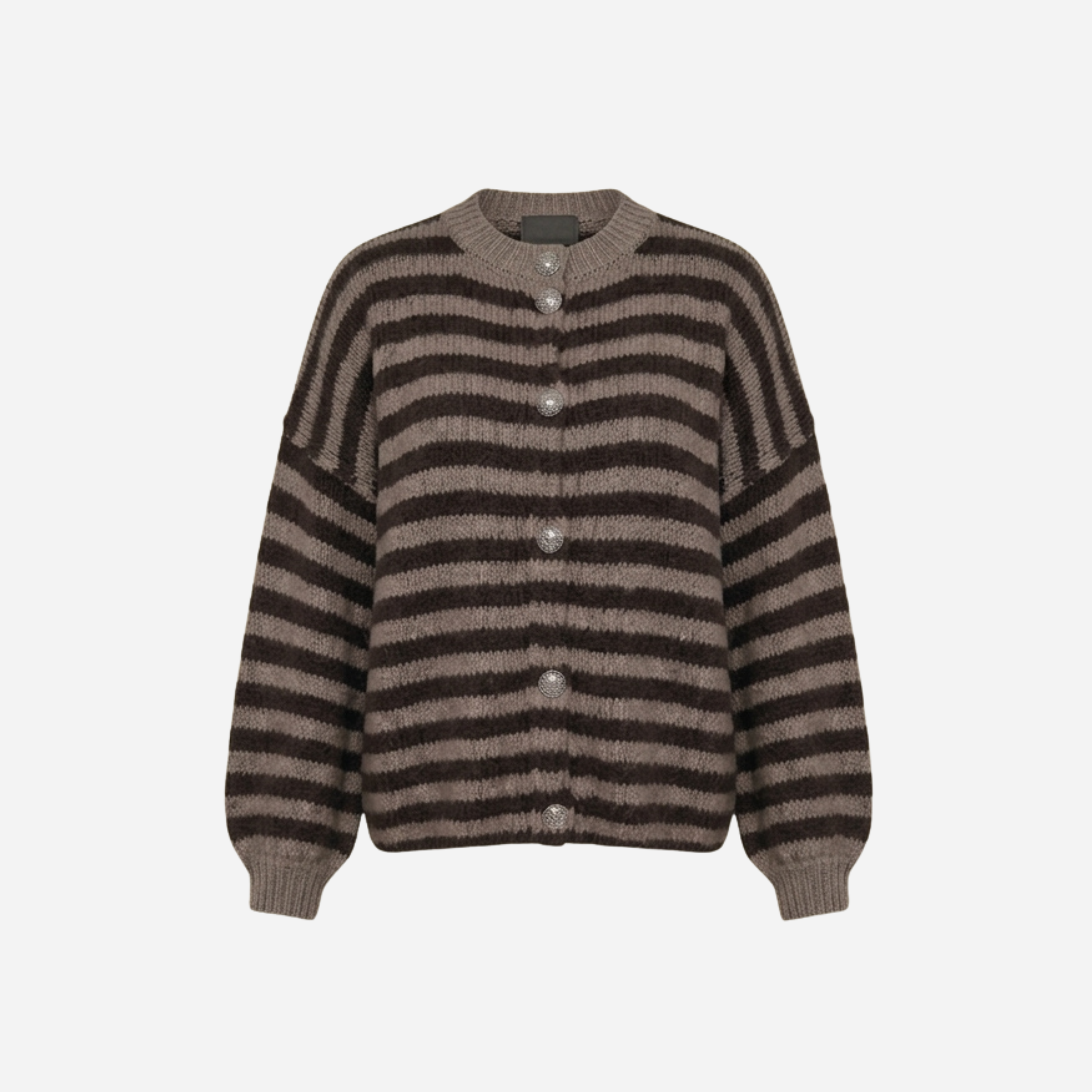 STREEP VEST MET SIERKNOPEN TAUPE/ESPRESSO