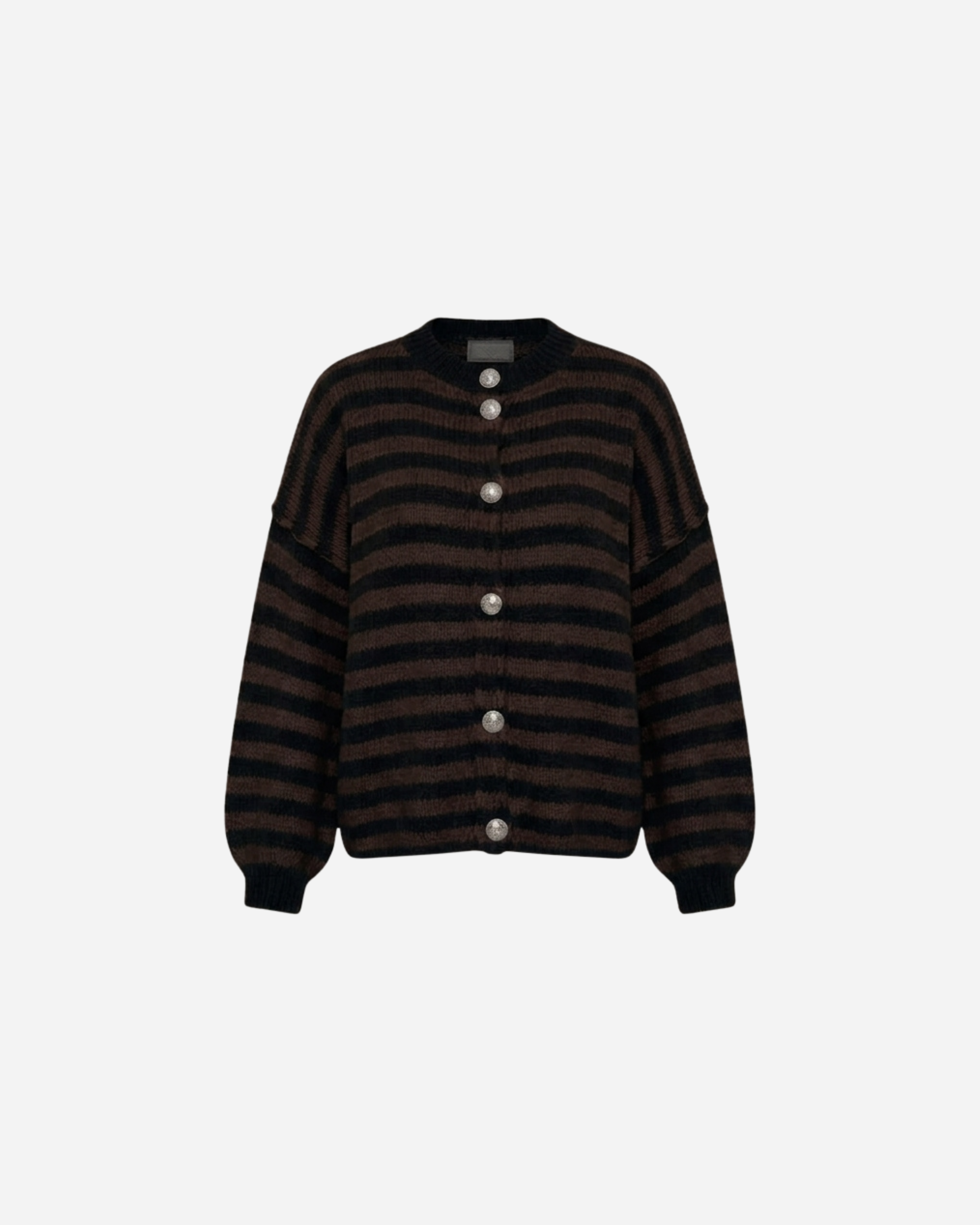 STREEP VEST MET SIERKNOPEN ZWART/ESPRESSO