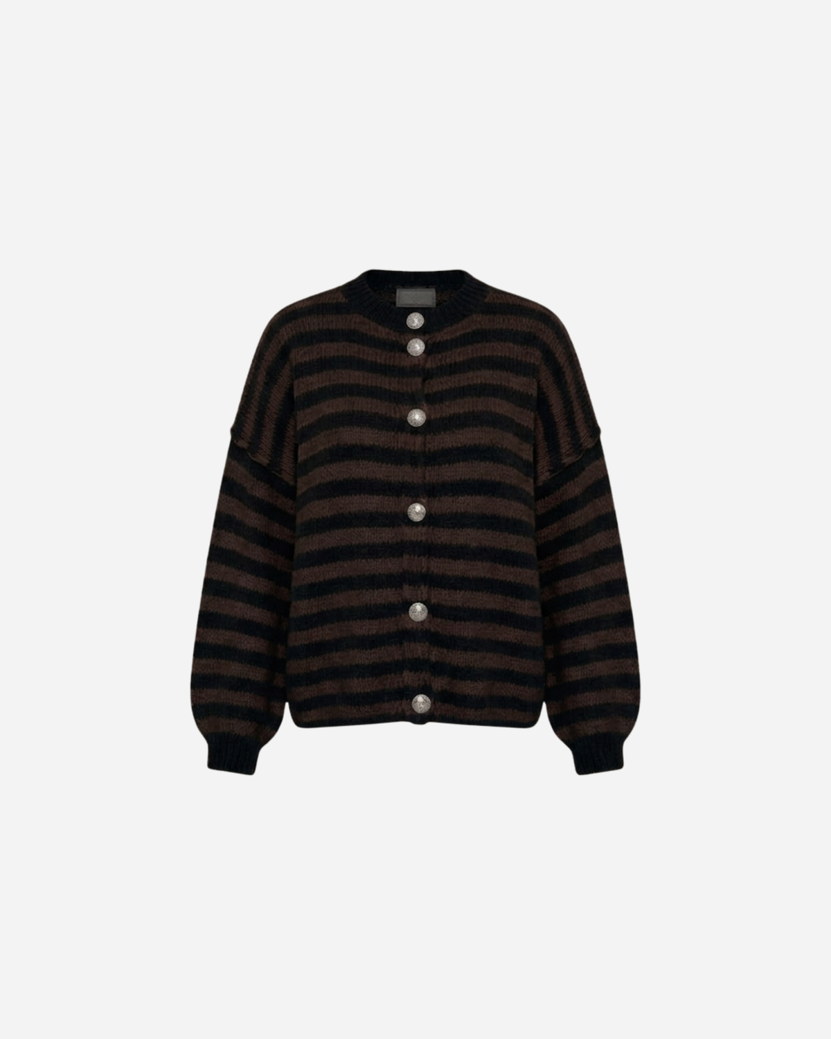 STREEP VEST MET SIERKNOPEN ZWART/ESPRESSO
