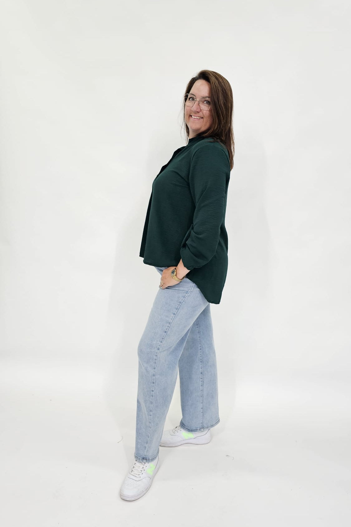 BASIC TOP LANGE MOUW DENNEN GROEN