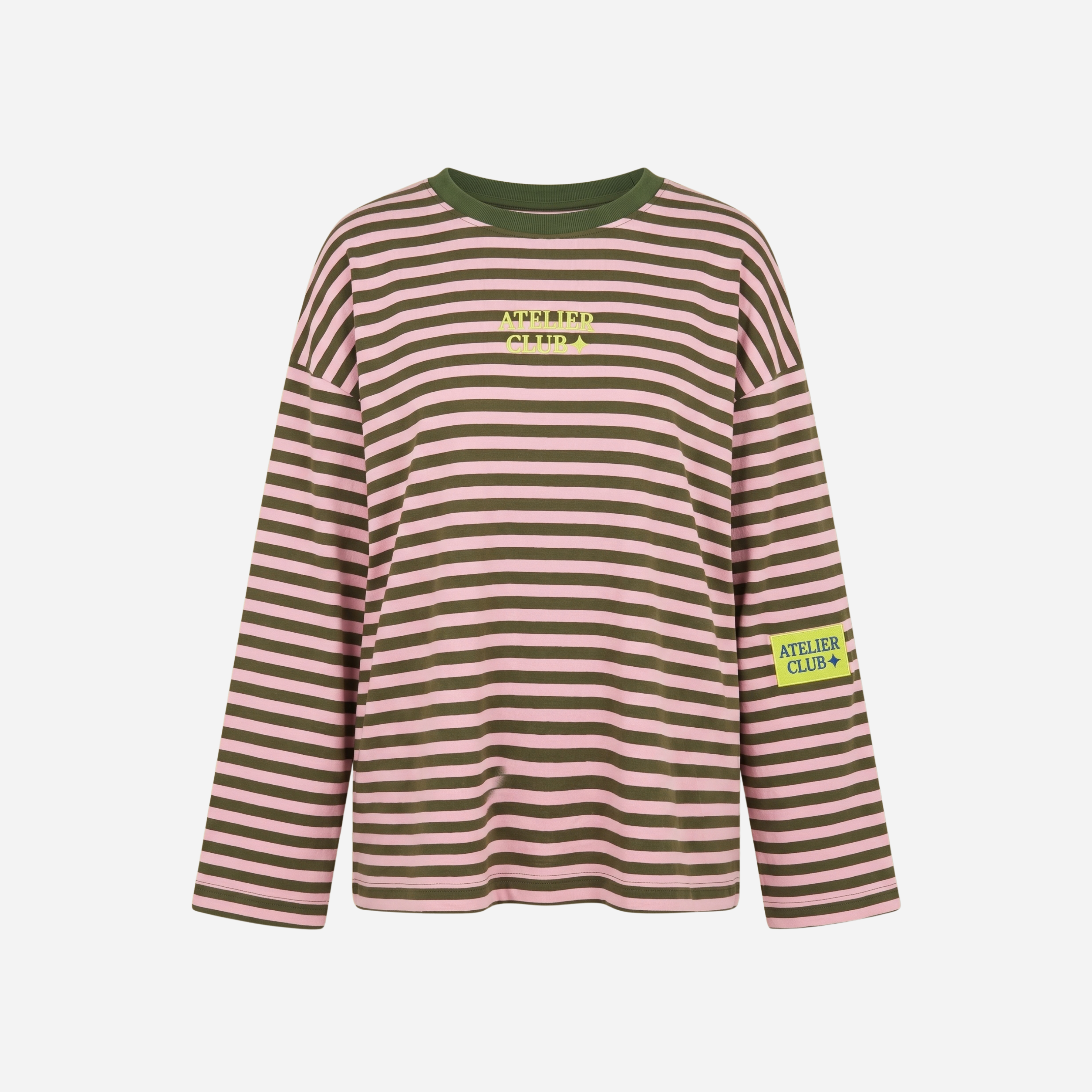 ATELIER CLUB STREEP SWEATER ARMY/ROZE
