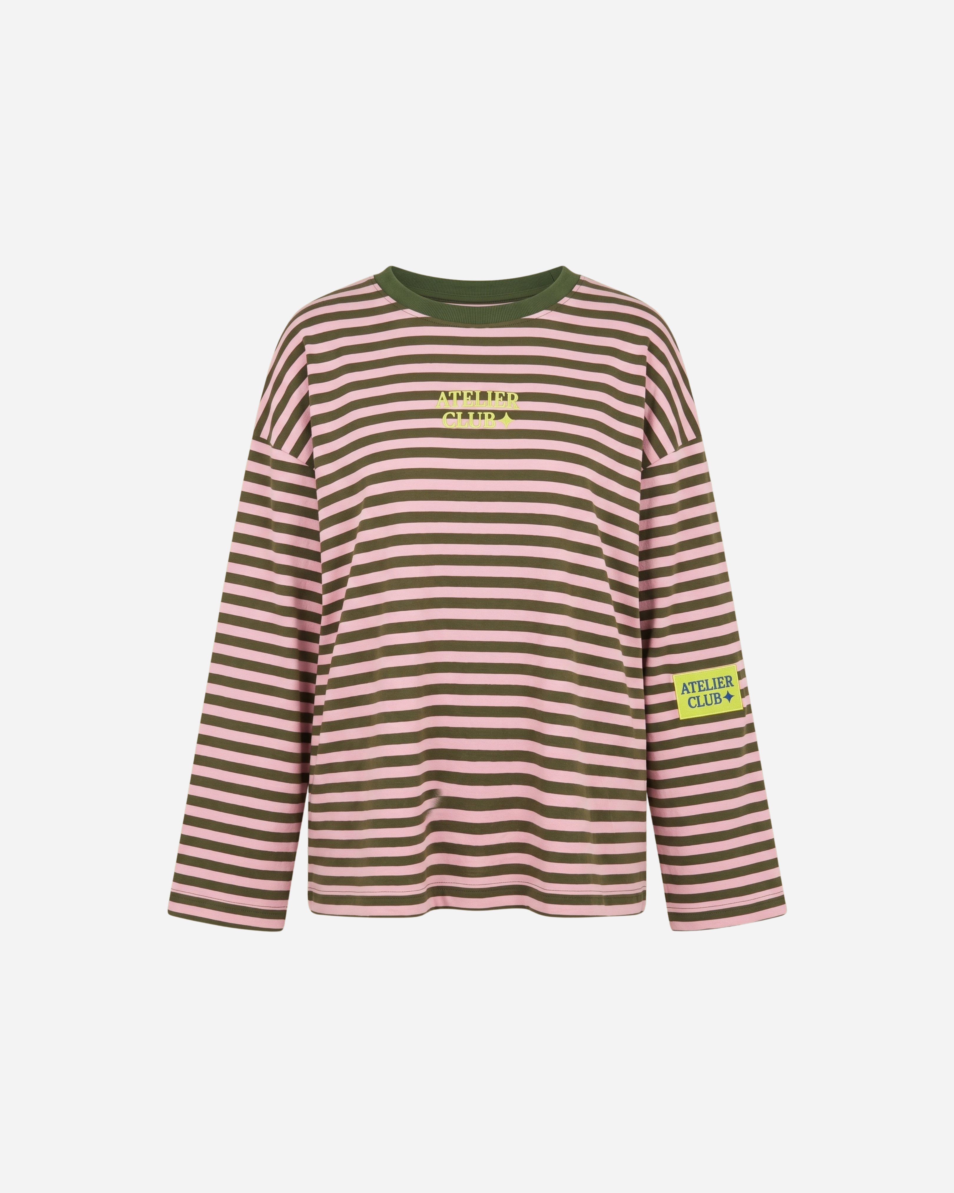 ATELIER CLUB STREEP SWEATER ARMY/ROZE