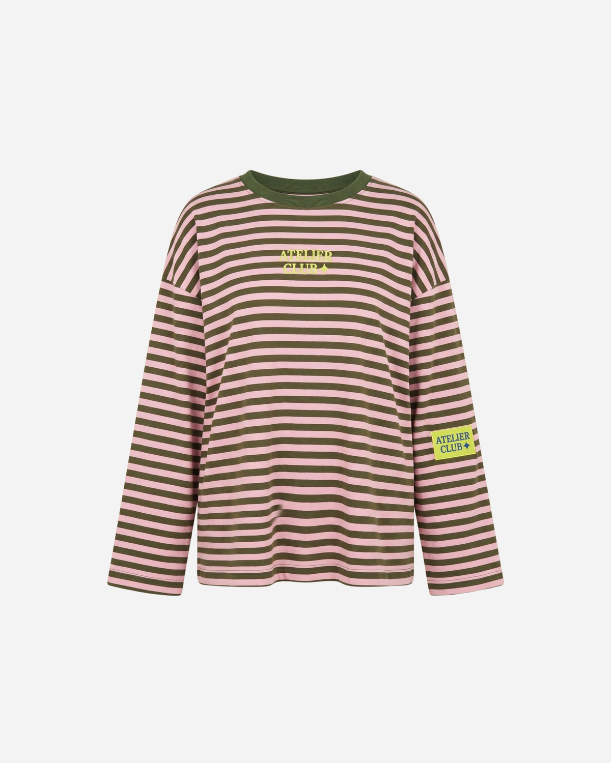 ATELIER CLUB STREEP SWEATER ARMY/ROZE