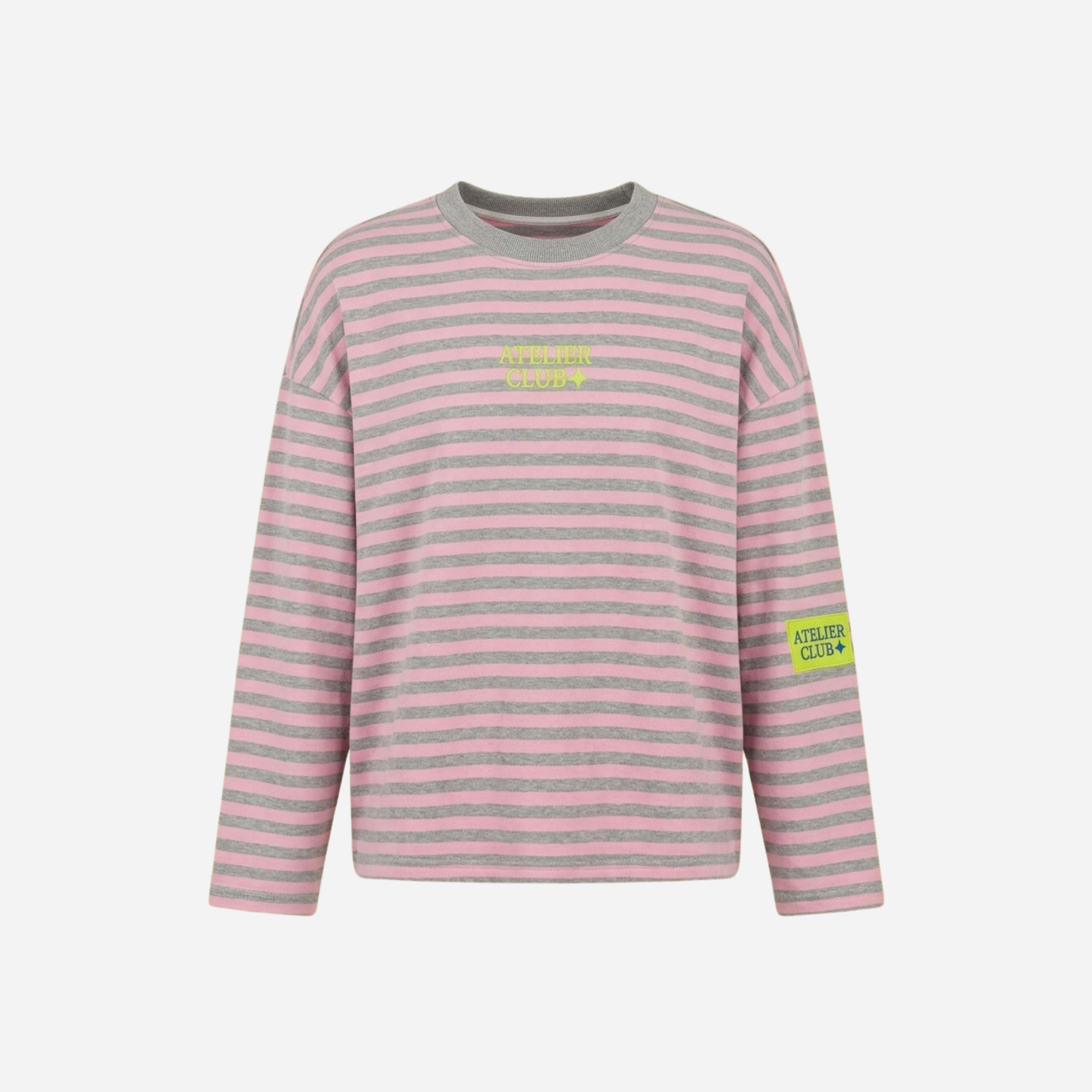 ATELIER CLUB STREEP SWEATER GRIJS/ROZE