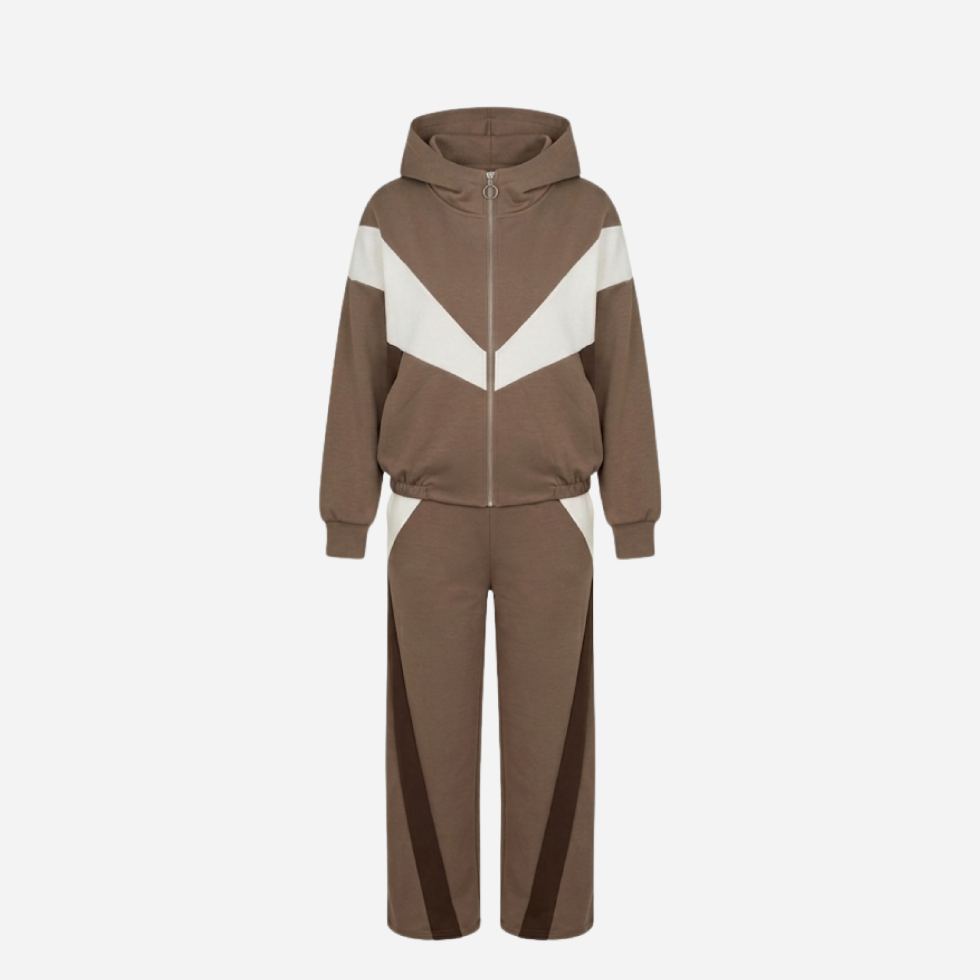 STREEP SET MET BARREL BROEK TAUPE