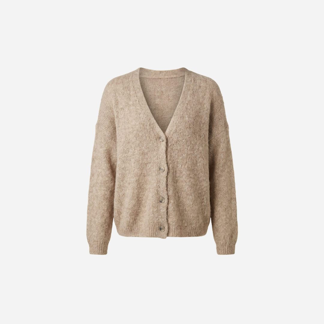 GEBREIDE CARDIGAN MET KNOPEN BEIGE