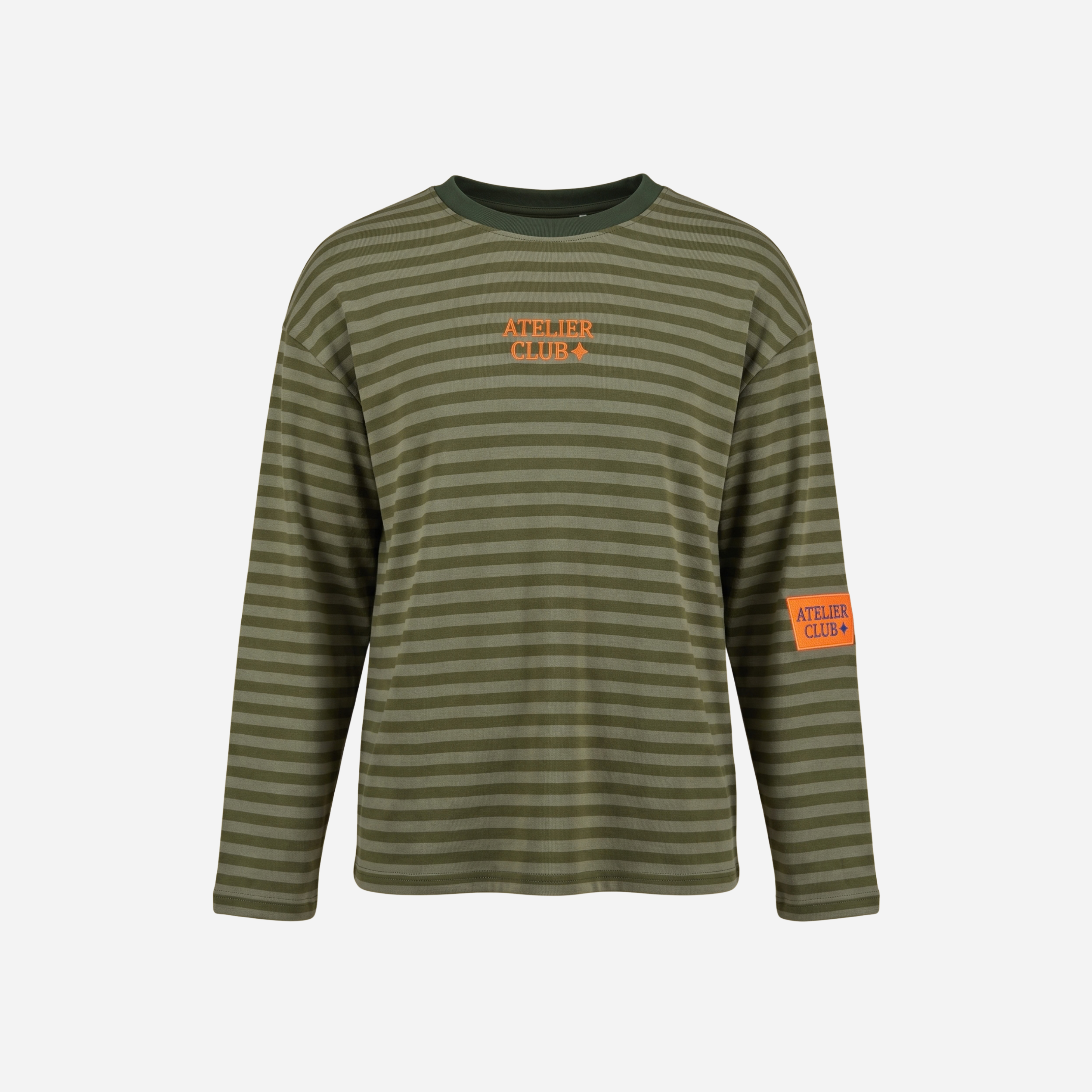 ATELIER CLUB STREEP SWEATER ARMY/GREIGE