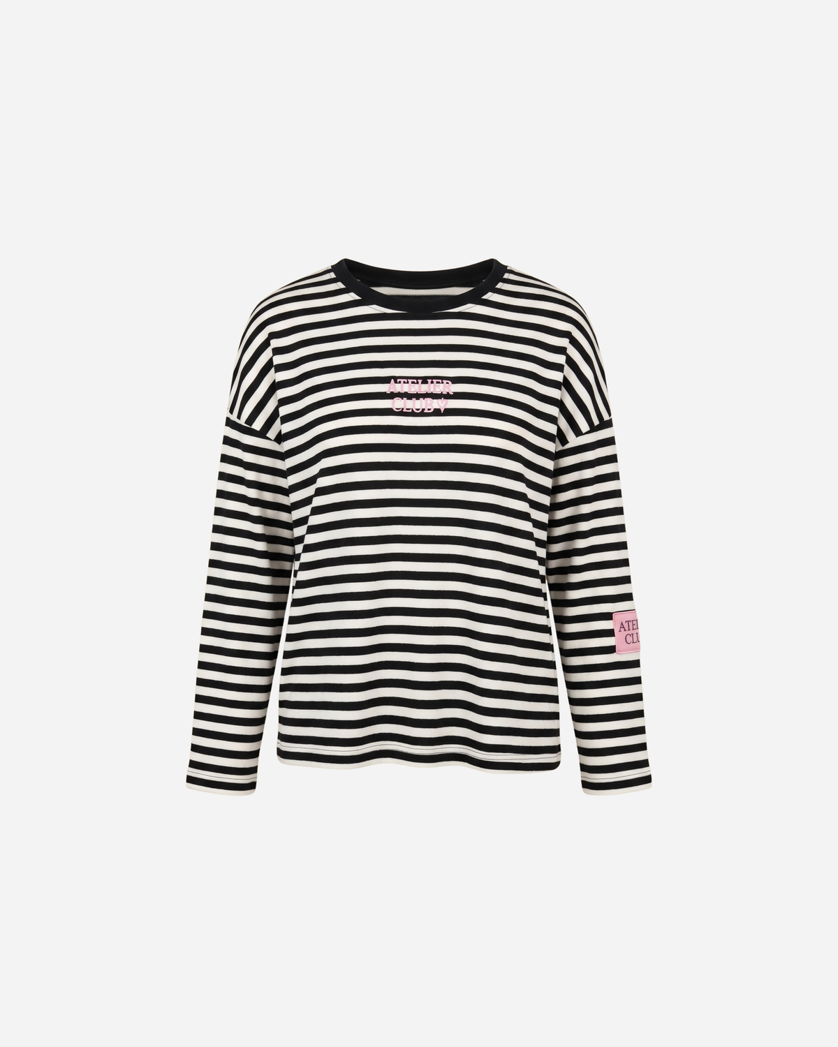 ATELIER CLUB STREEP SWEATER ZWART/OFFWHITE