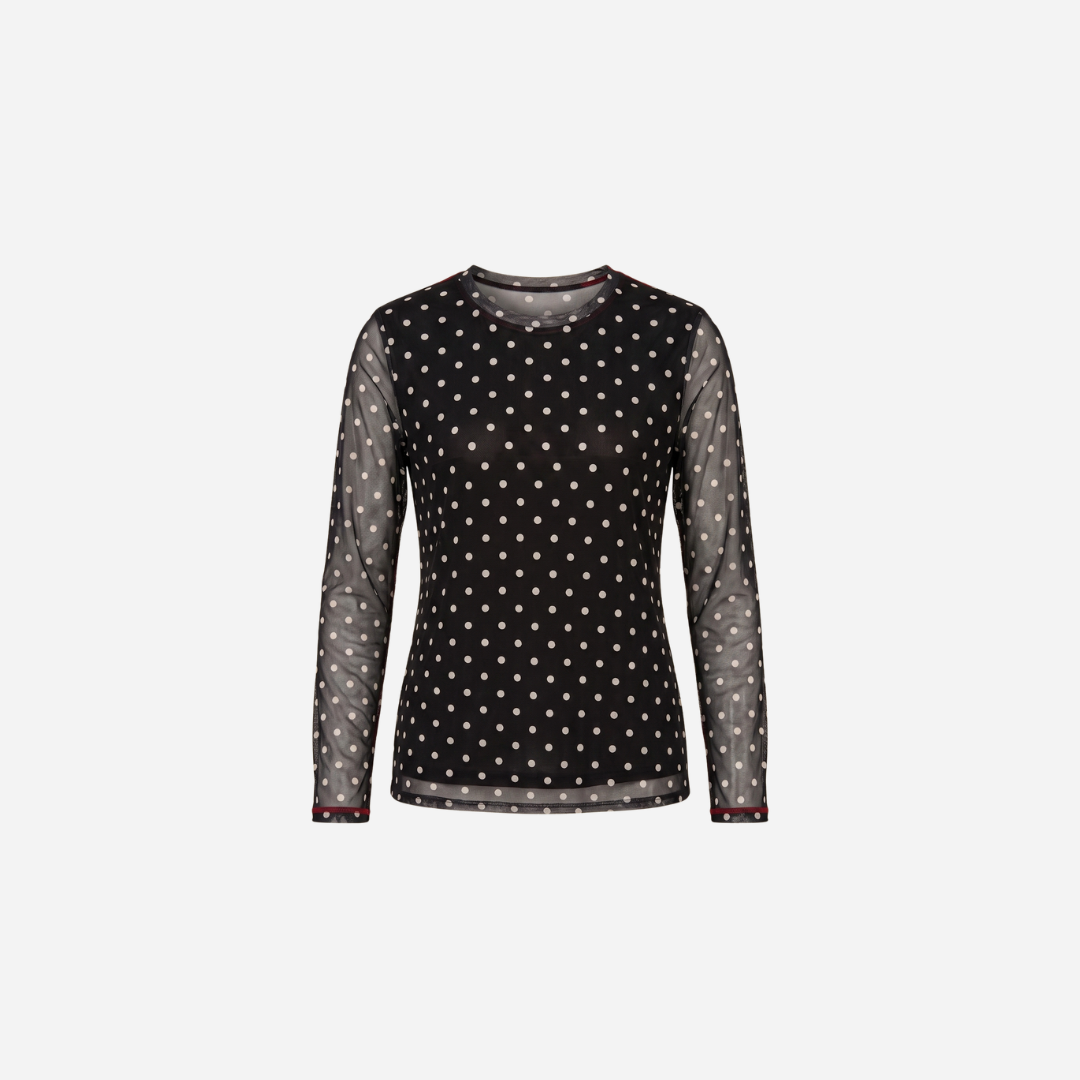 DOTS MESH TOP ZWART