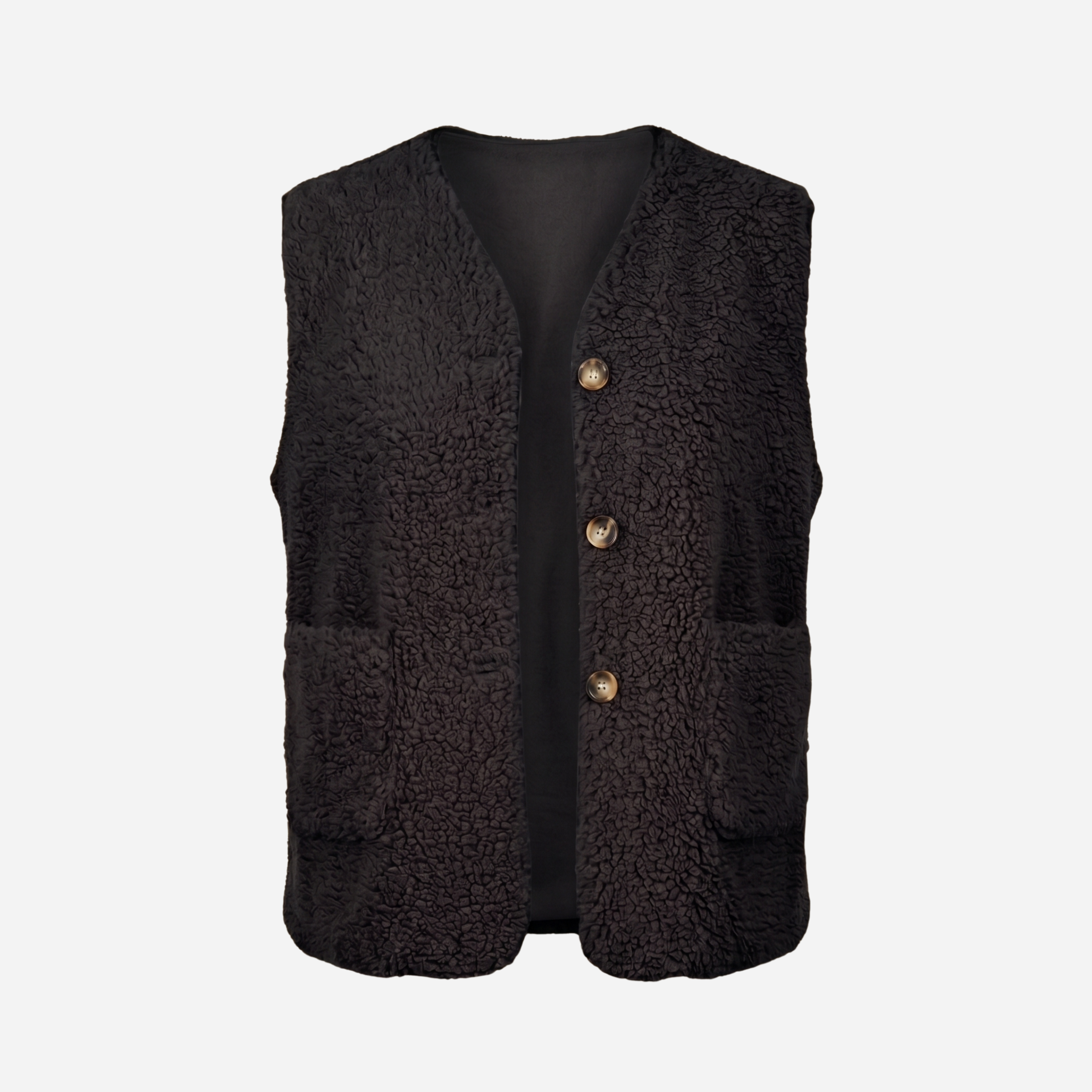 TEDDY GILET MET ZAKKEN ZWART