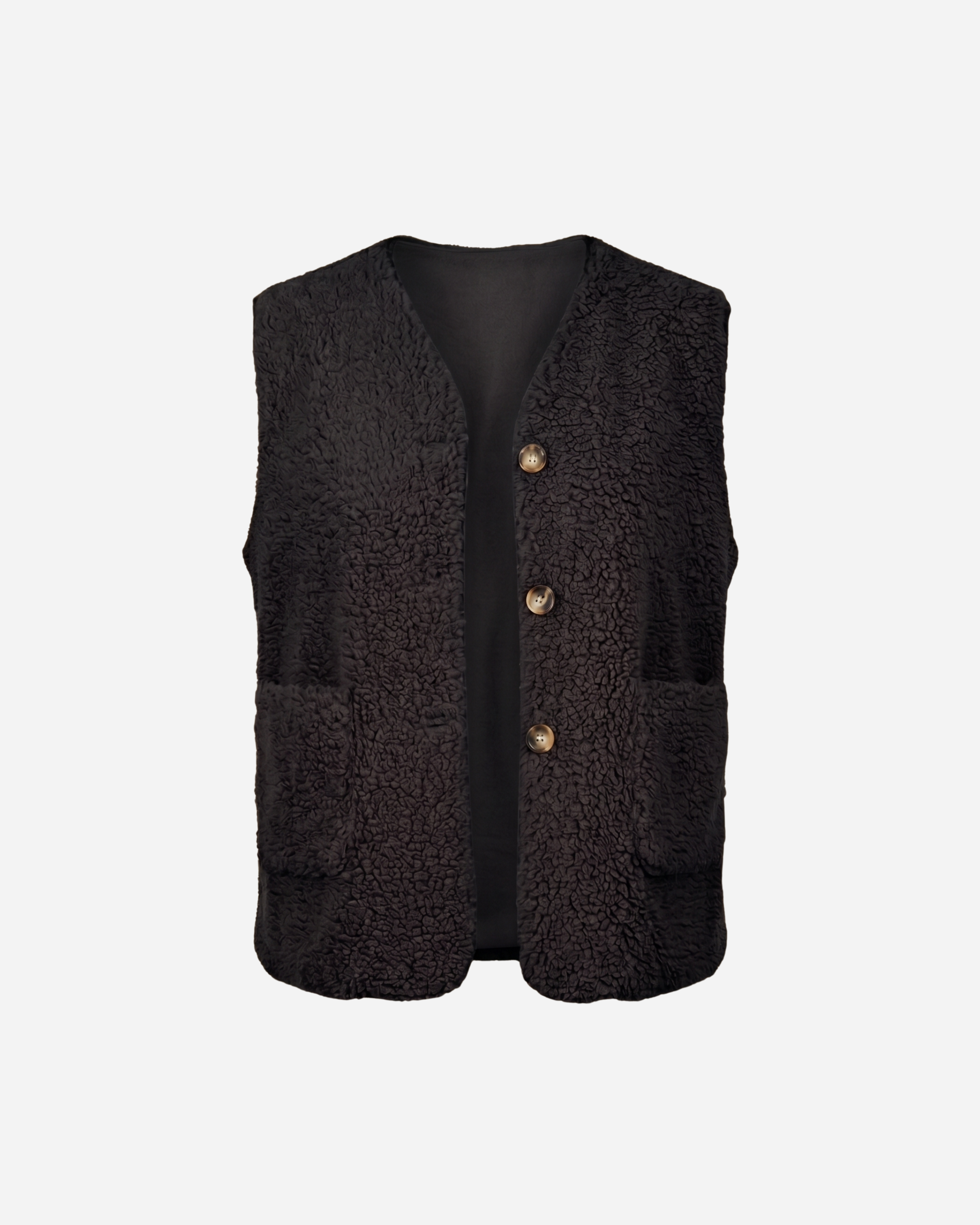 TEDDY GILET MET ZAKKEN ZWART