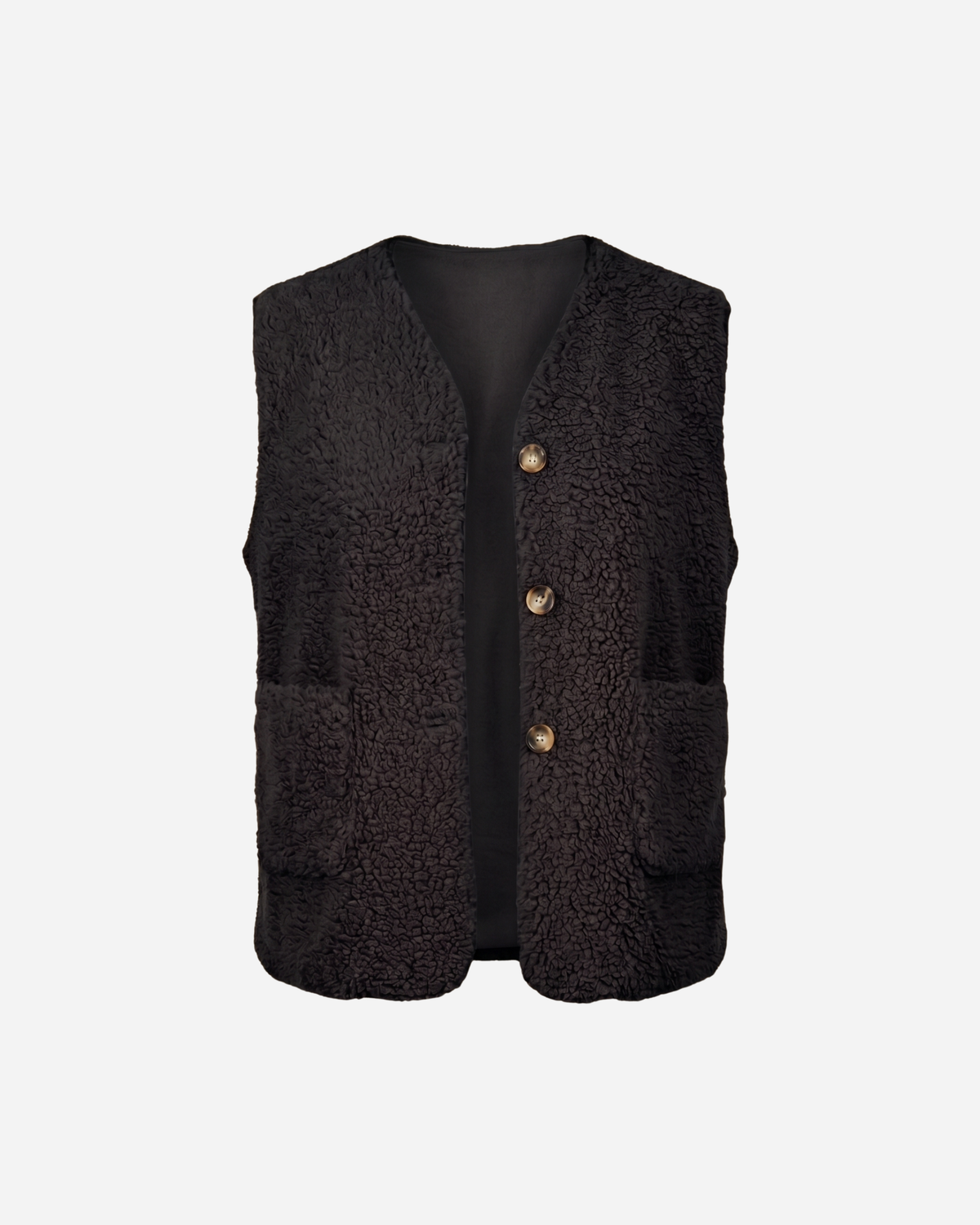 TEDDY GILET MET ZAKKEN ZWART