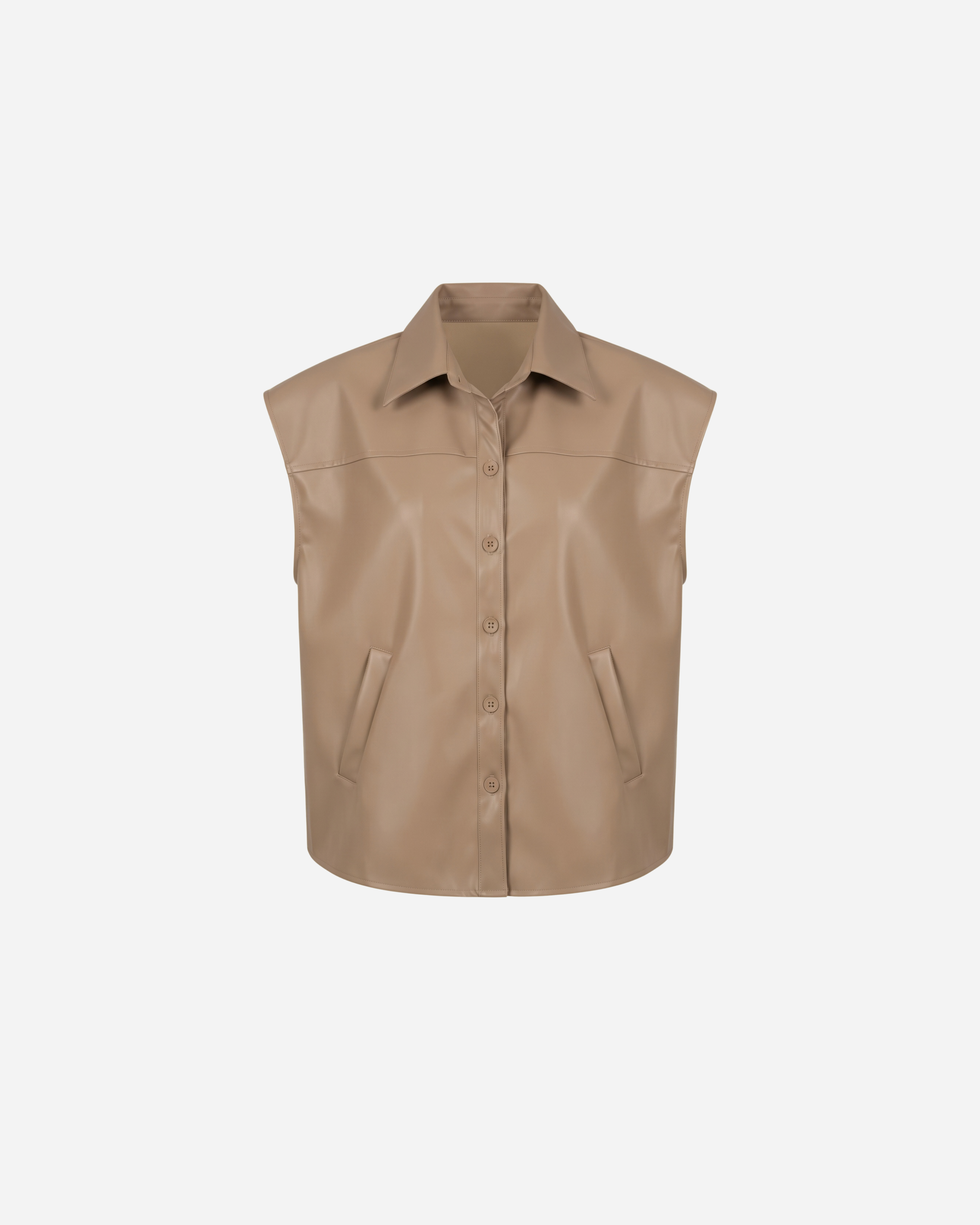 LEATHER LOOK GILET TAUPE