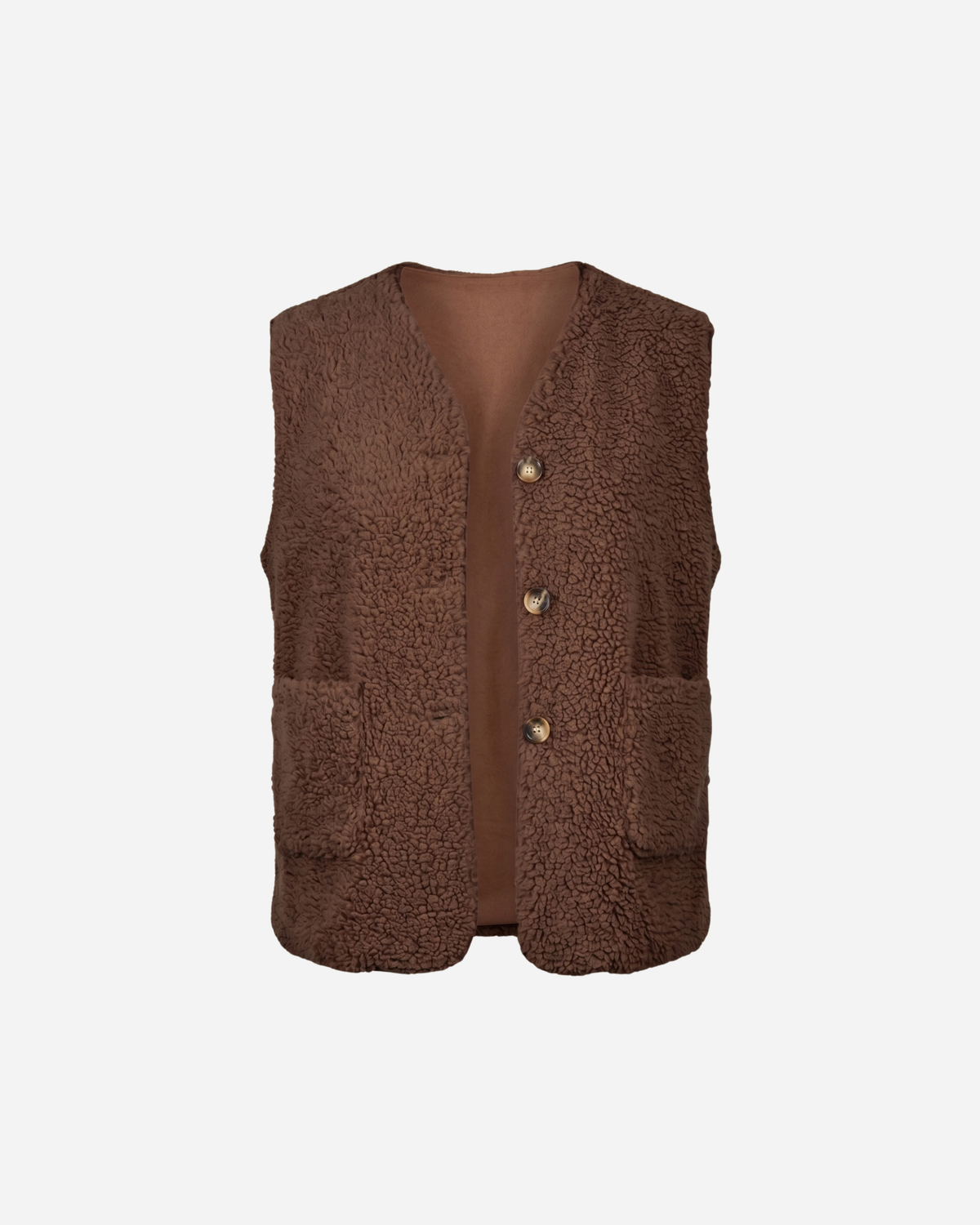 TEDDY GILET MET ZAKKEN BRUIN