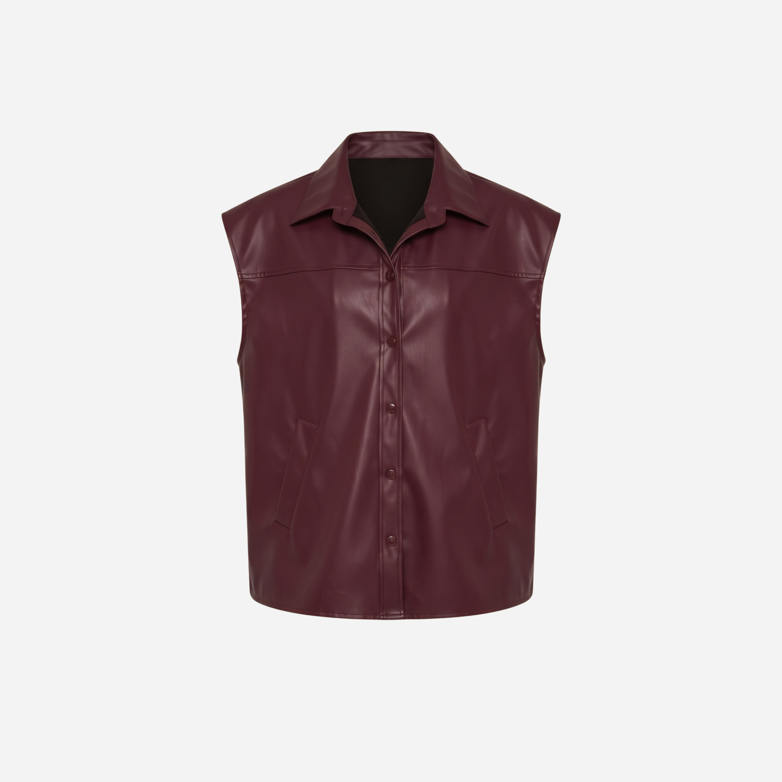 LEATHER LOOK GILET BURGUNDY