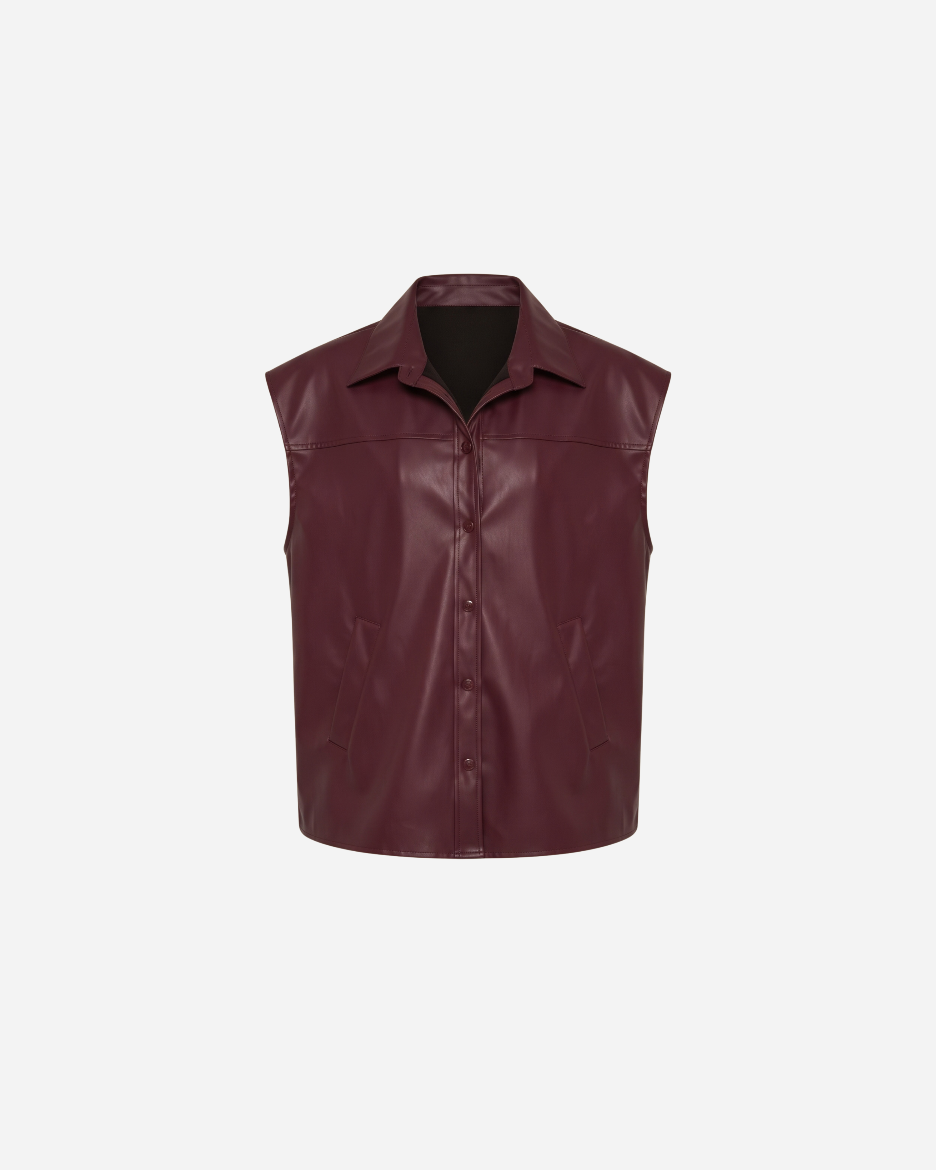 LEATHER LOOK GILET BURGUNDY