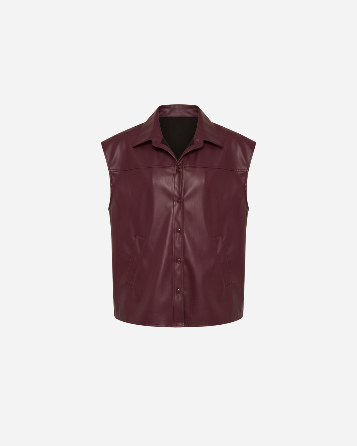 LEATHER LOOK GILET BURGUNDY