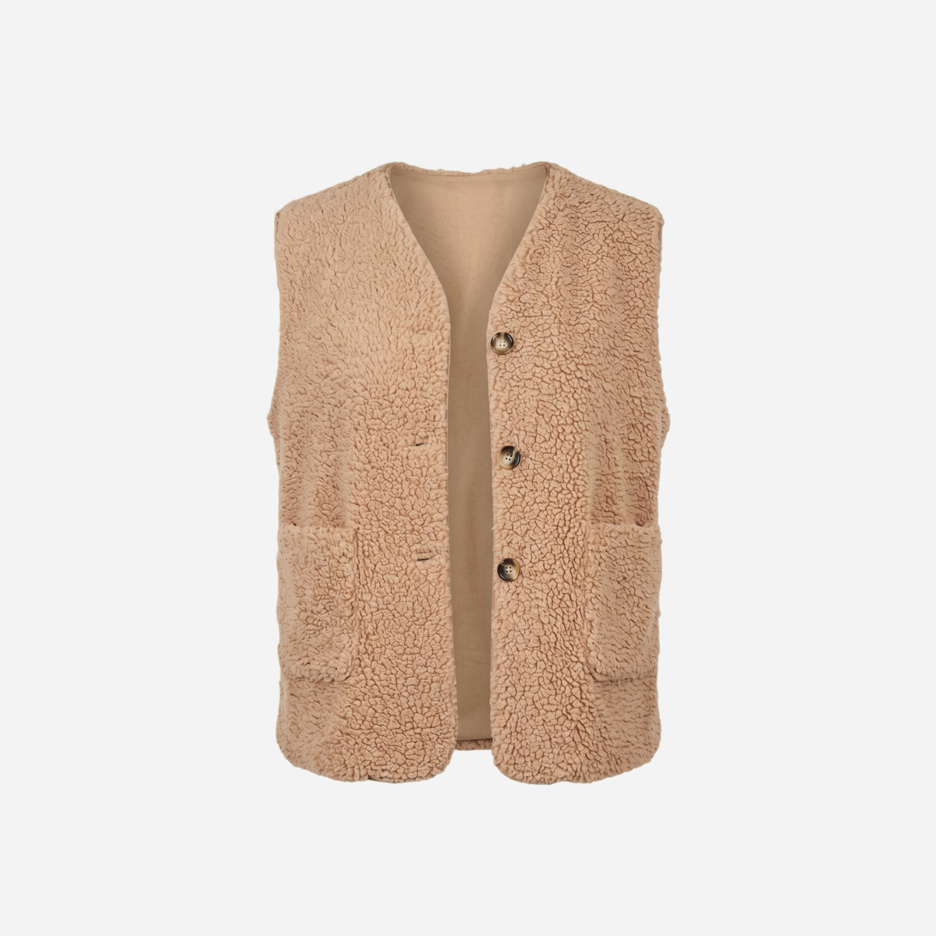 TEDDY GILET MET ZAKKEN ZAND