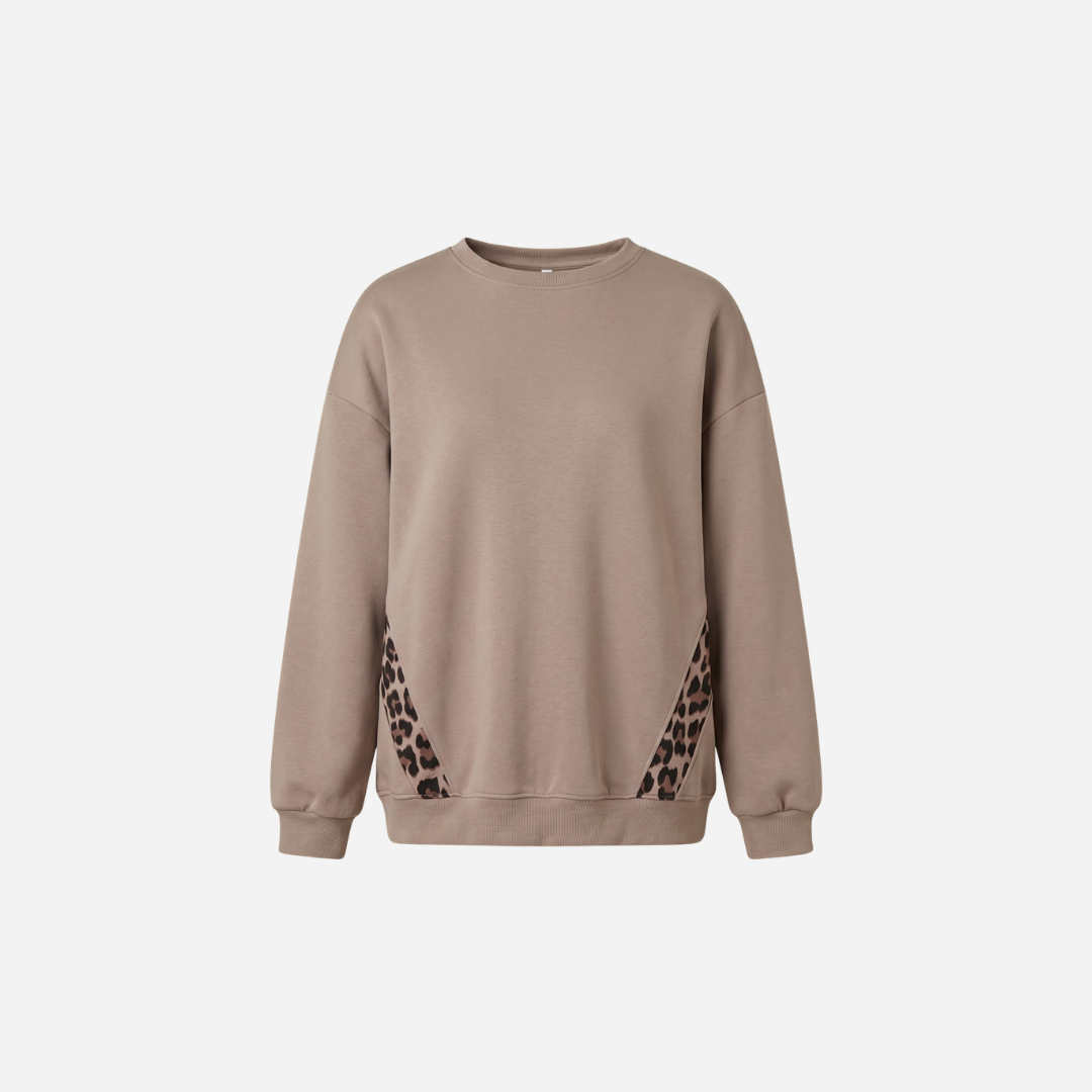 PANTERSTREEP SWEATER LICHT TAUPE