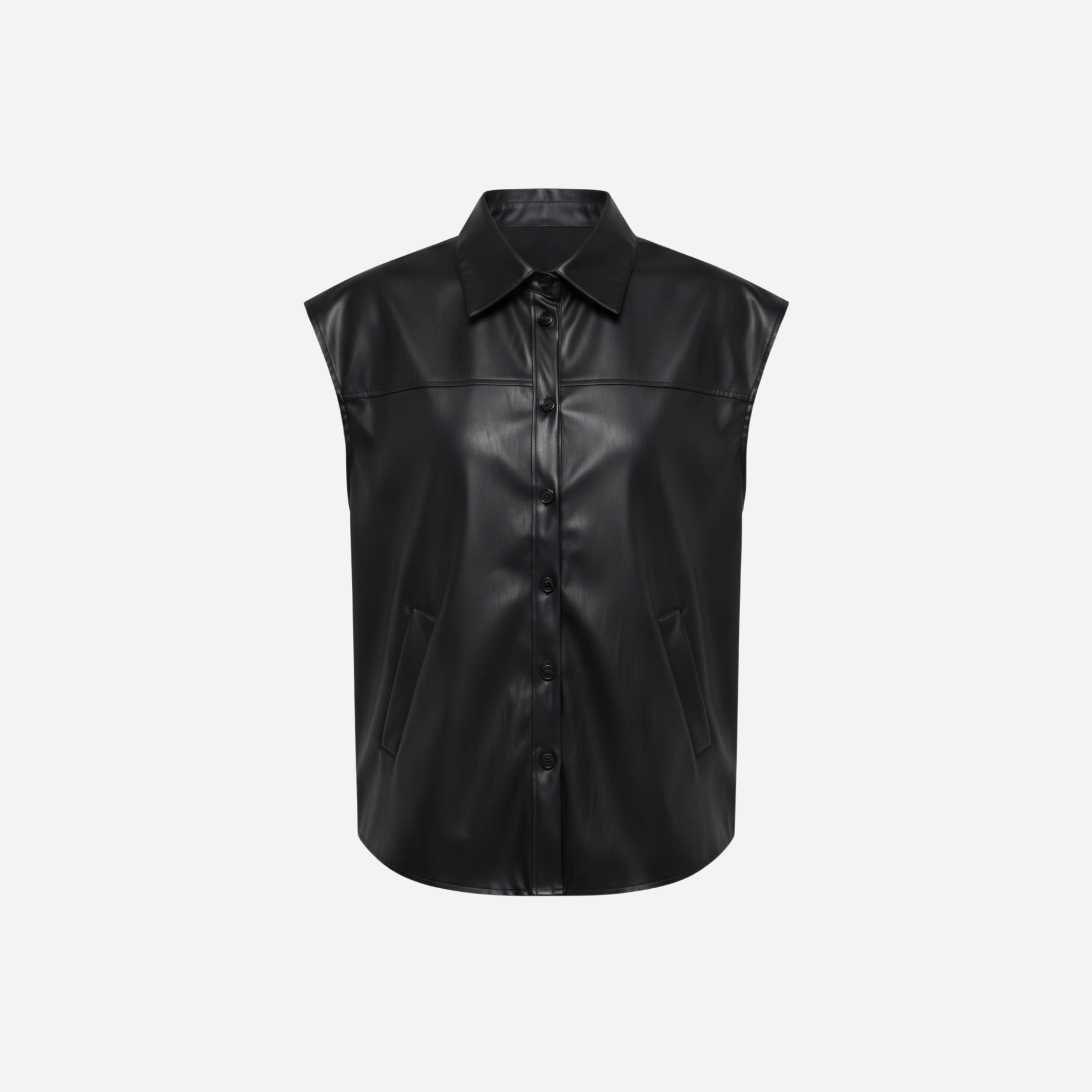 LEATHER LOOK GILET ZWART