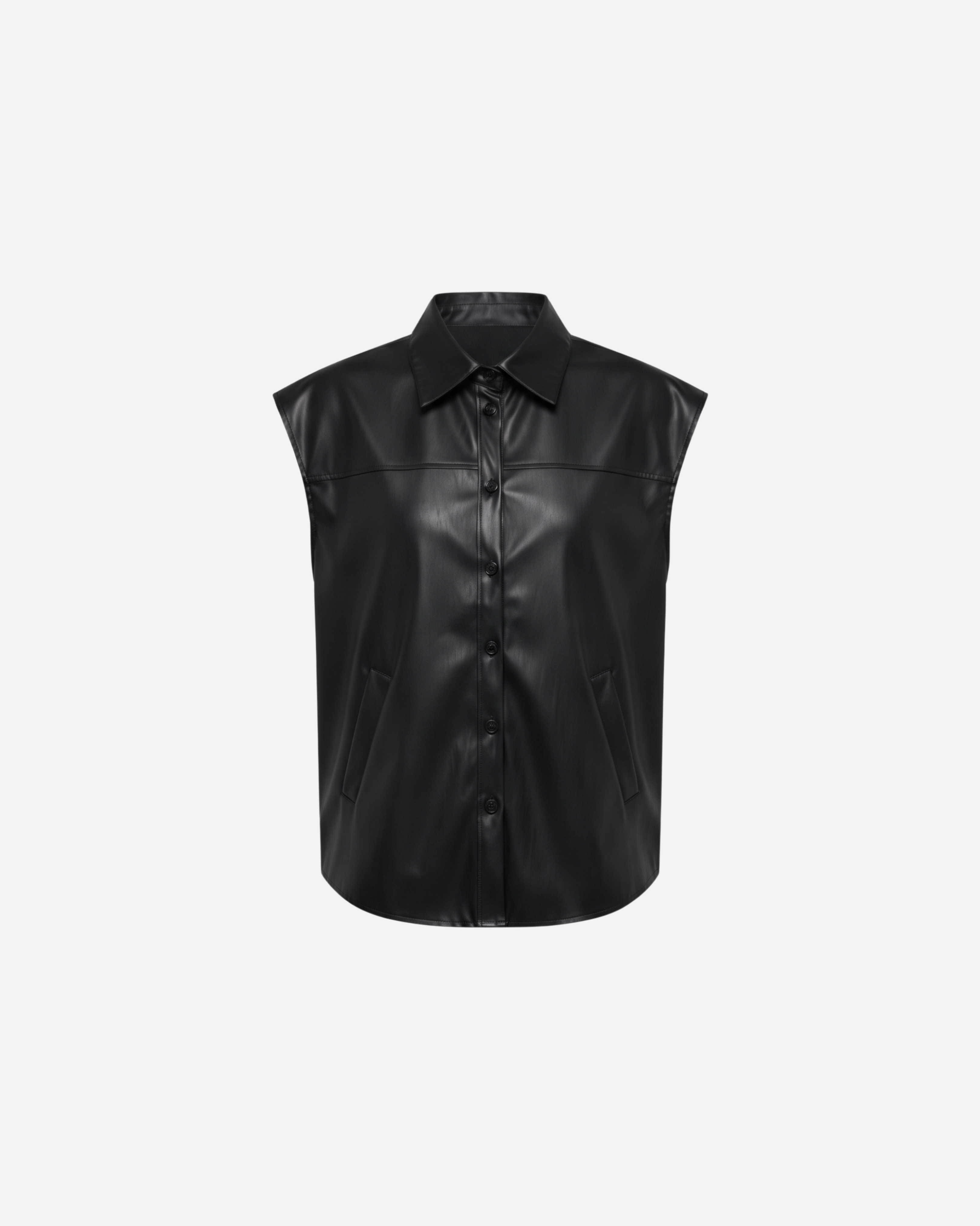 LEATHER LOOK GILET ZWART