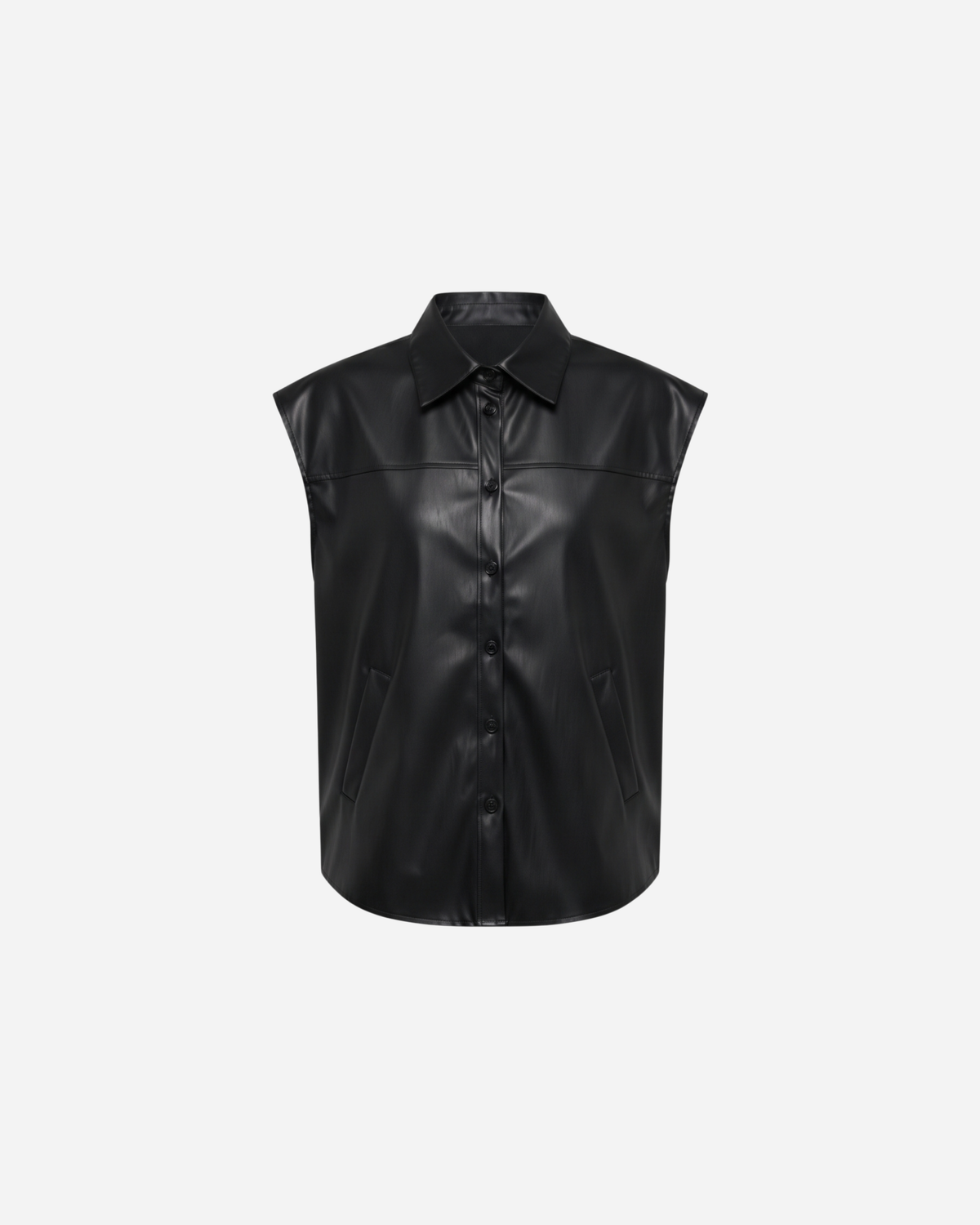 LEATHER LOOK GILET ZWART
