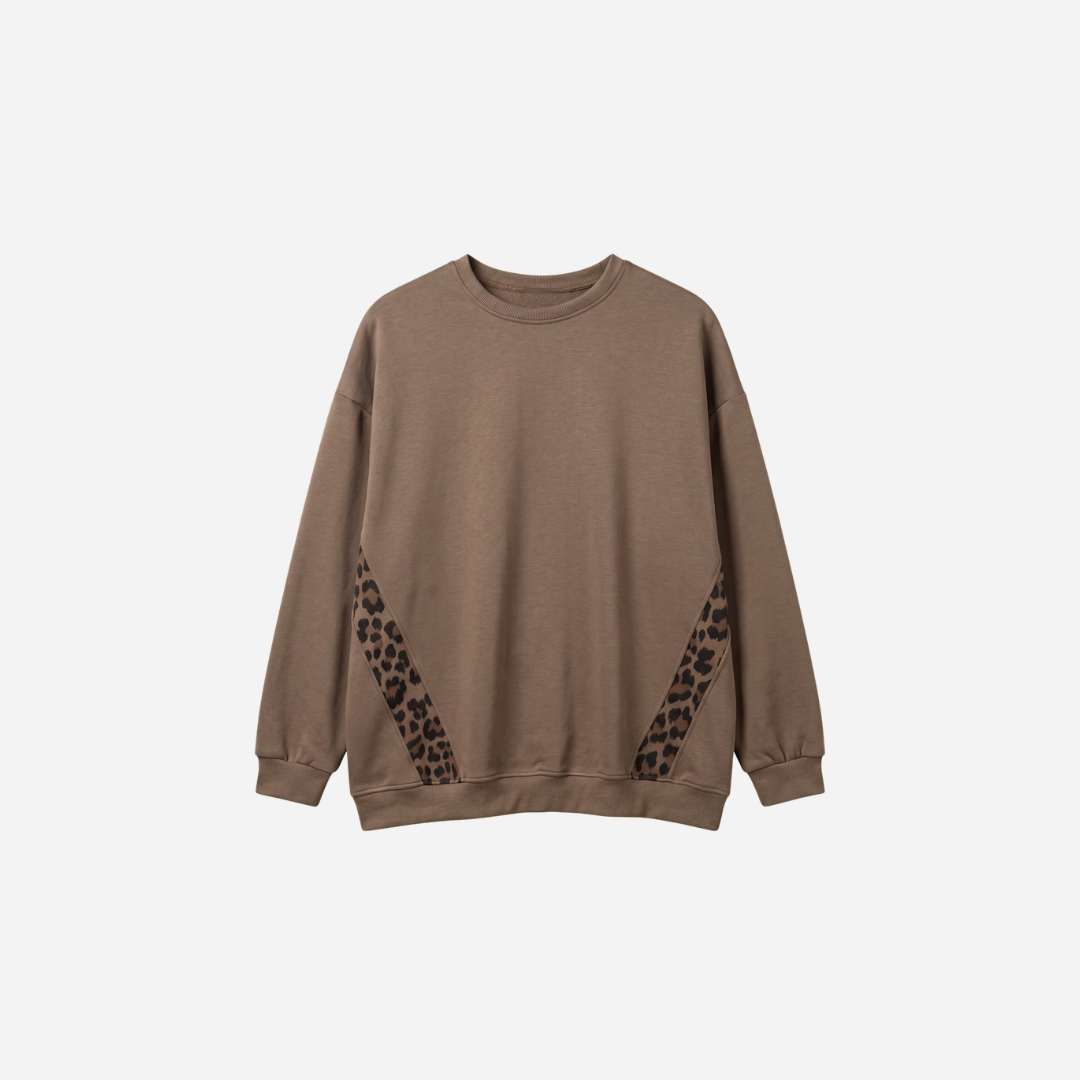 PANTERSTREEP SWEATER DONKER TAUPE