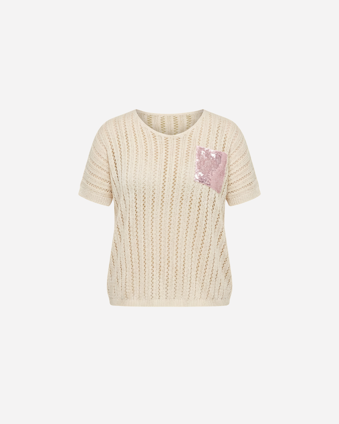 GEBREID T-SHIRT MET GLITTERZAKJE - 1986