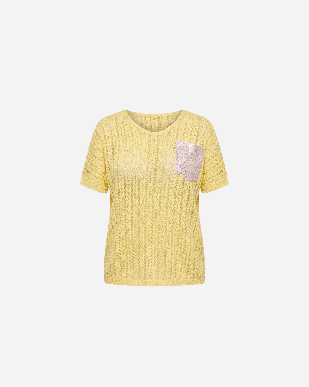 GEBREID T-SHIRT MET GLITTERZAKJE - 1986