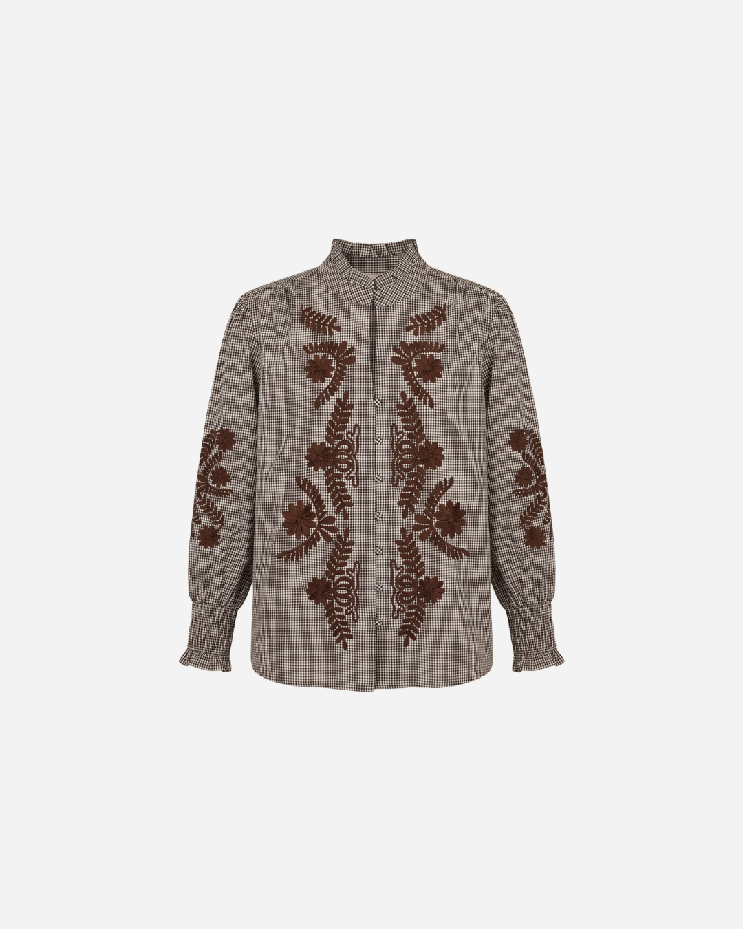 RUITJES BLOUSE MET BLOEMEN ESPRESSO