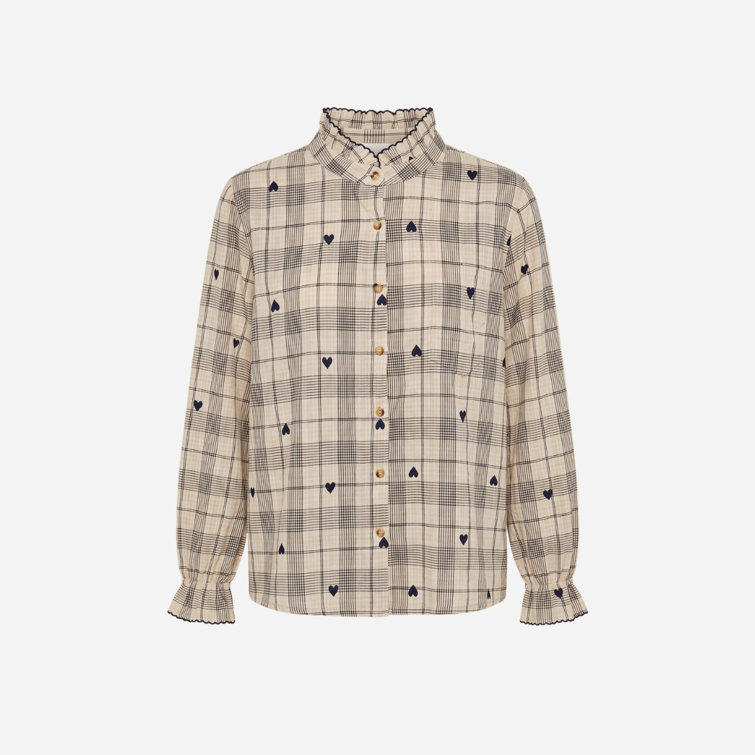 RUIT BLOUSE MET HARTJES BEIGE