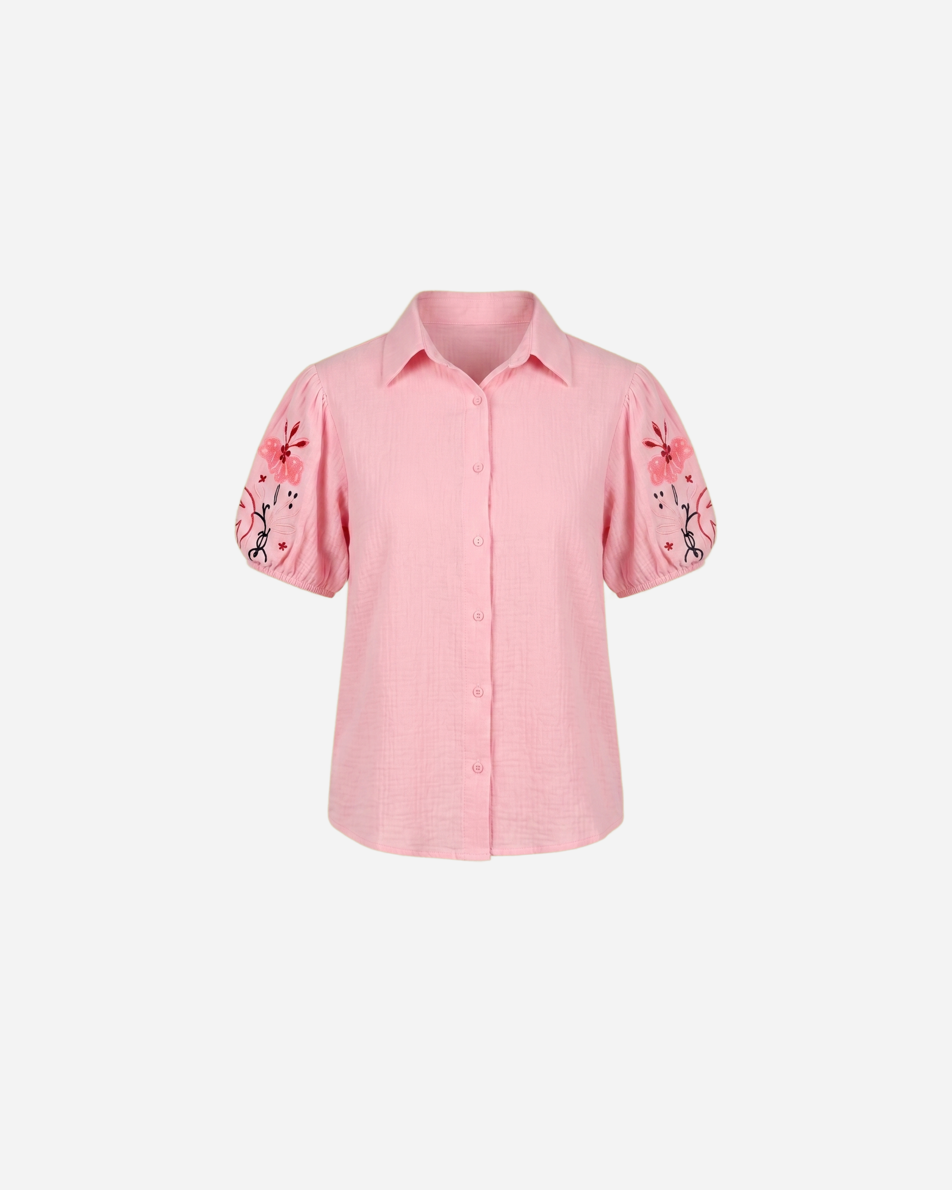 KATOENEN BLOUSE MET BLOEMEN POFMOUW - 2073