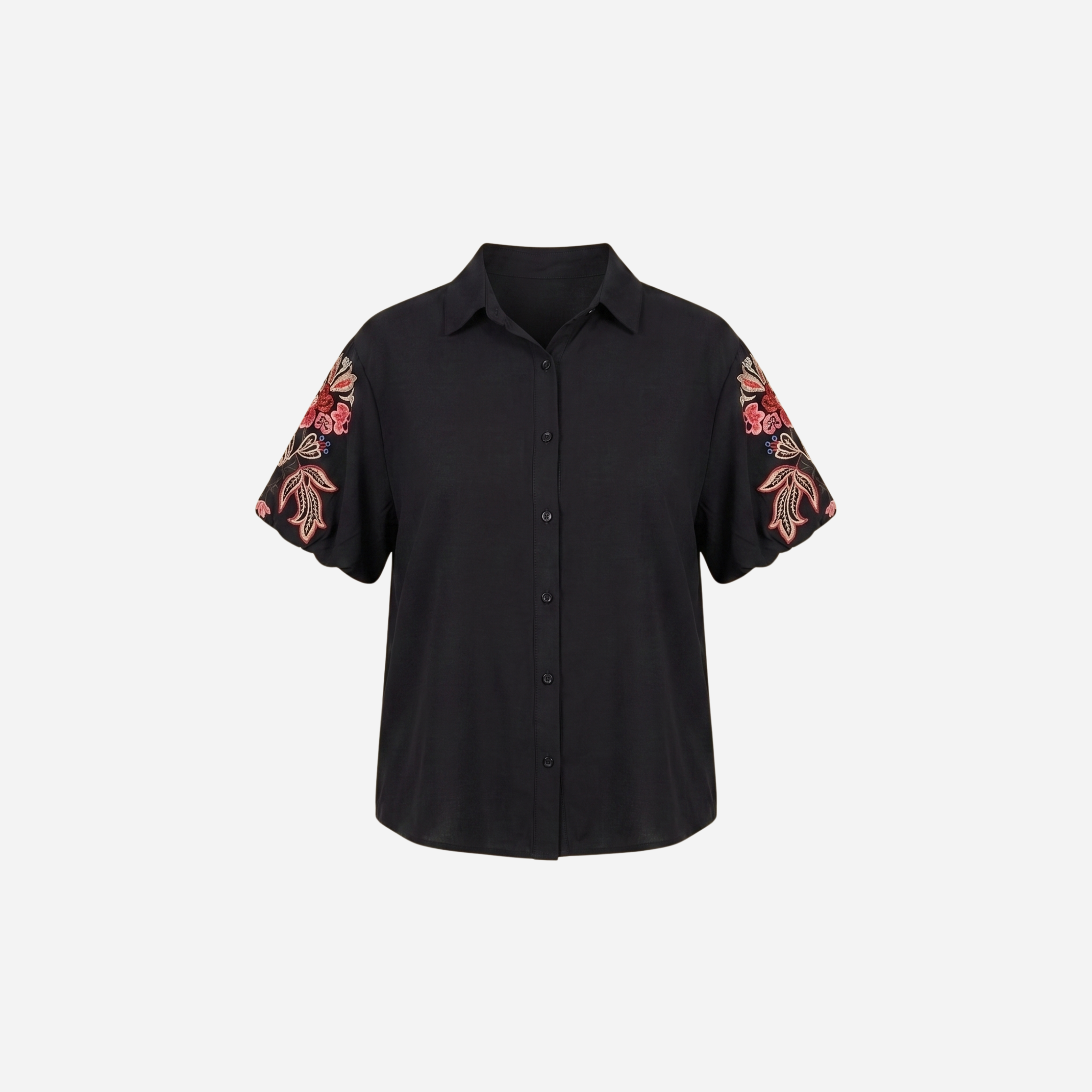 KATOENEN BLOUSE MET BLOEMEN POFMOUW - 2073