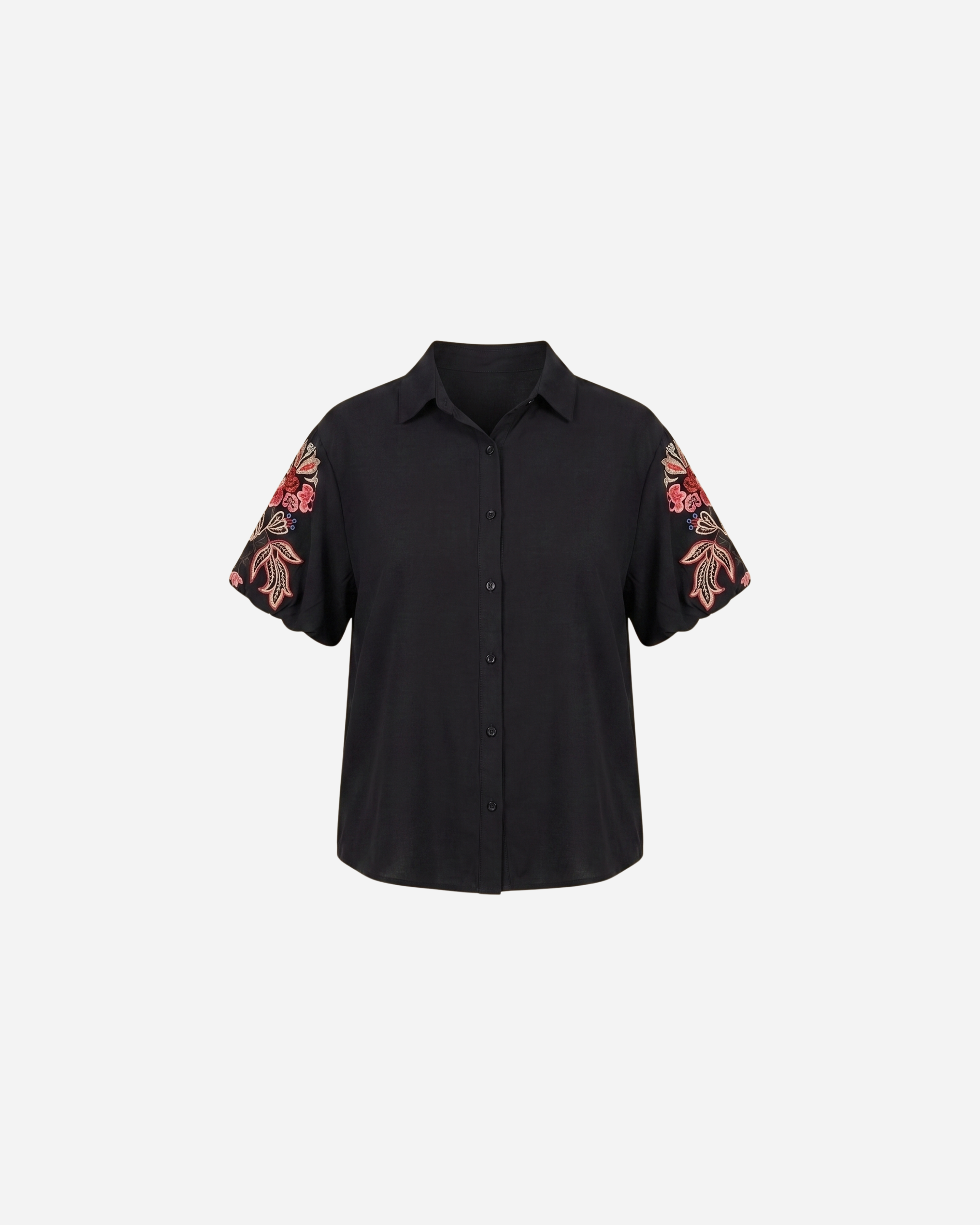 KATOENEN BLOUSE MET BLOEMEN POFMOUW - 2073