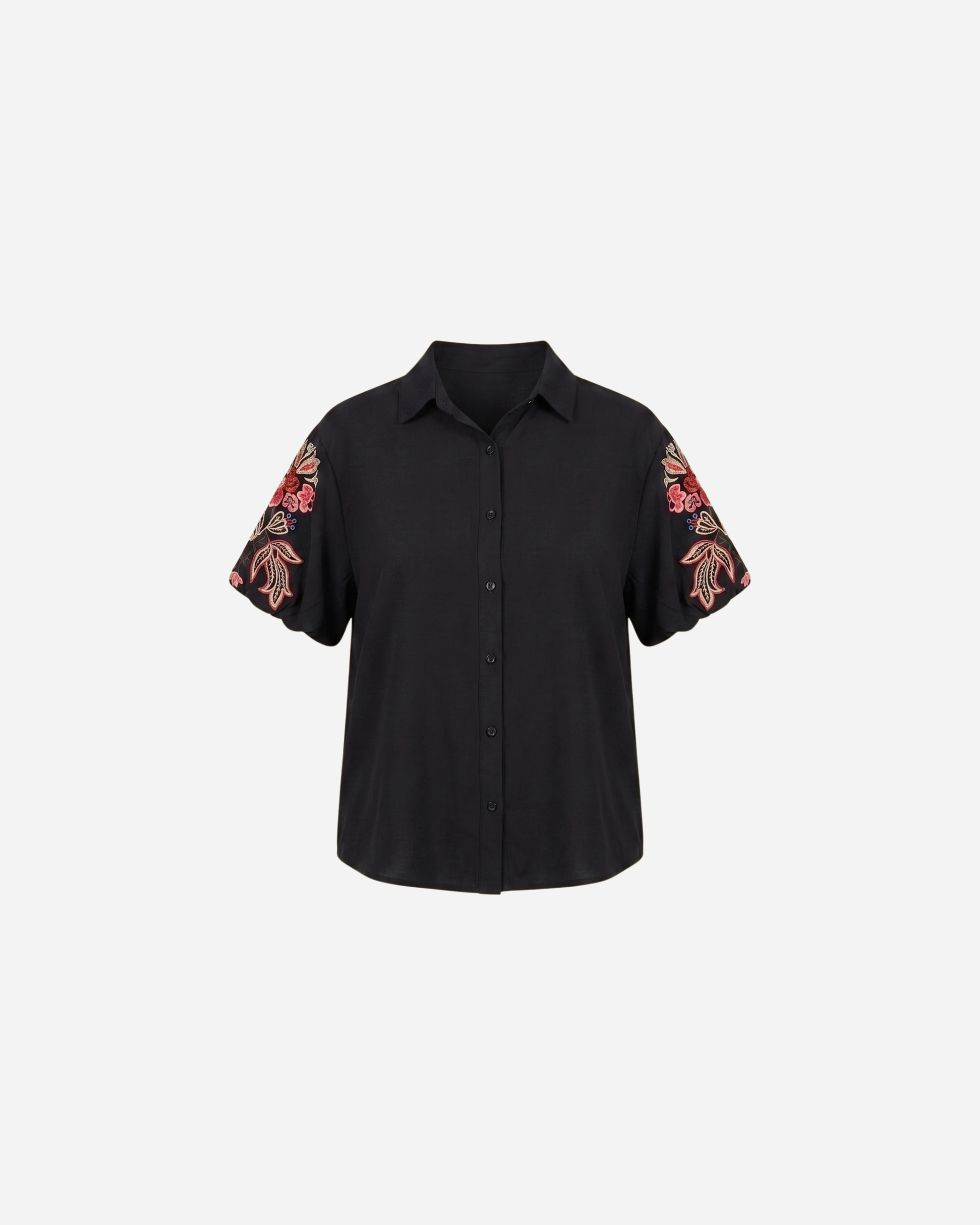 KATOENEN BLOUSE MET BLOEMEN POFMOUW - 2073