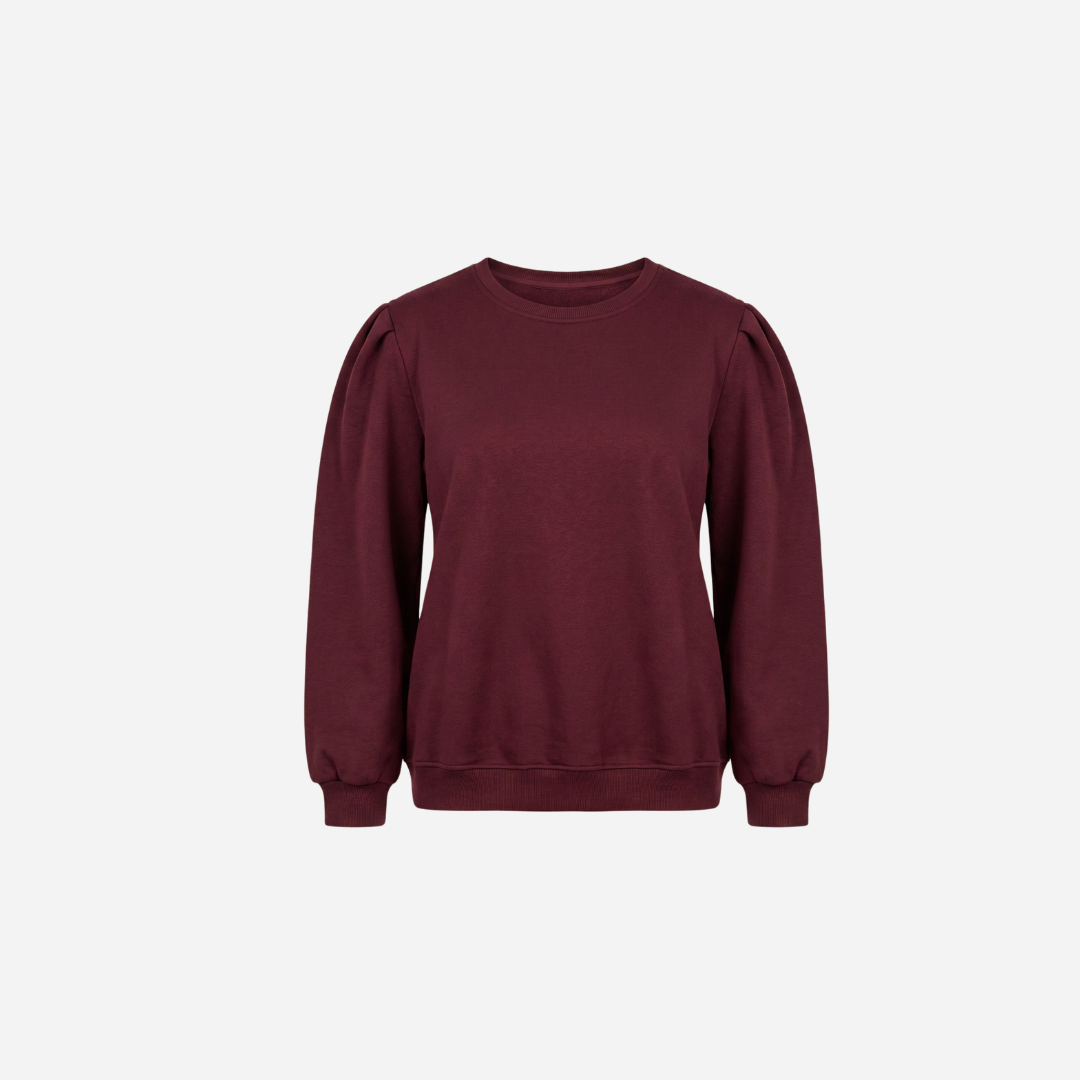 BASIC SWEATER MET POFMOUW BURGUNDY
