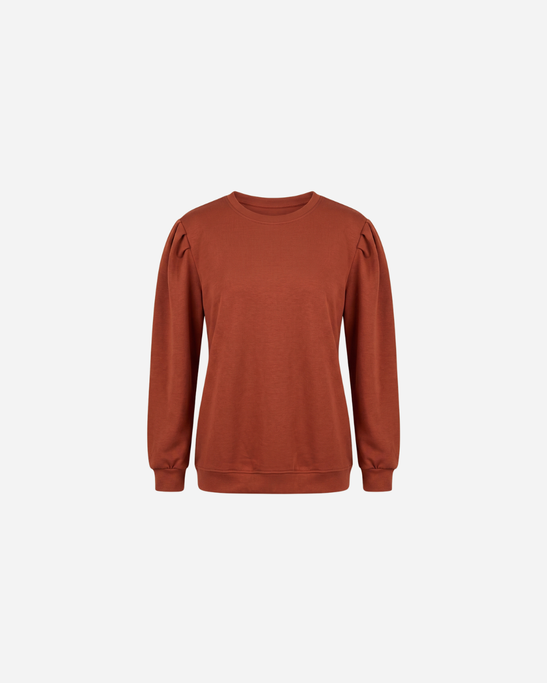 BASIC SWEATER MET POFMOUW BRIQUE