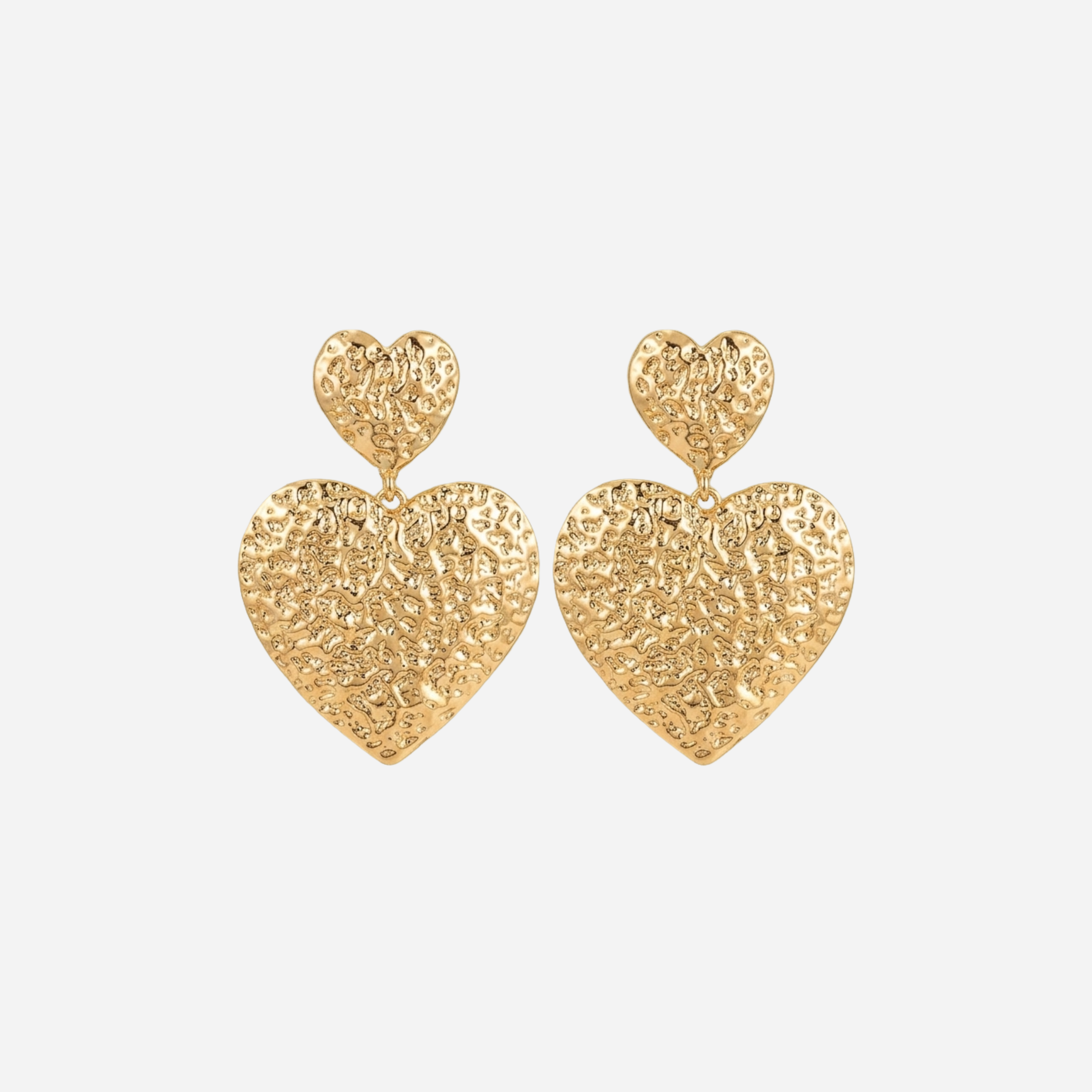 SILVER EN GOLDEN HEART OORBELLEN -