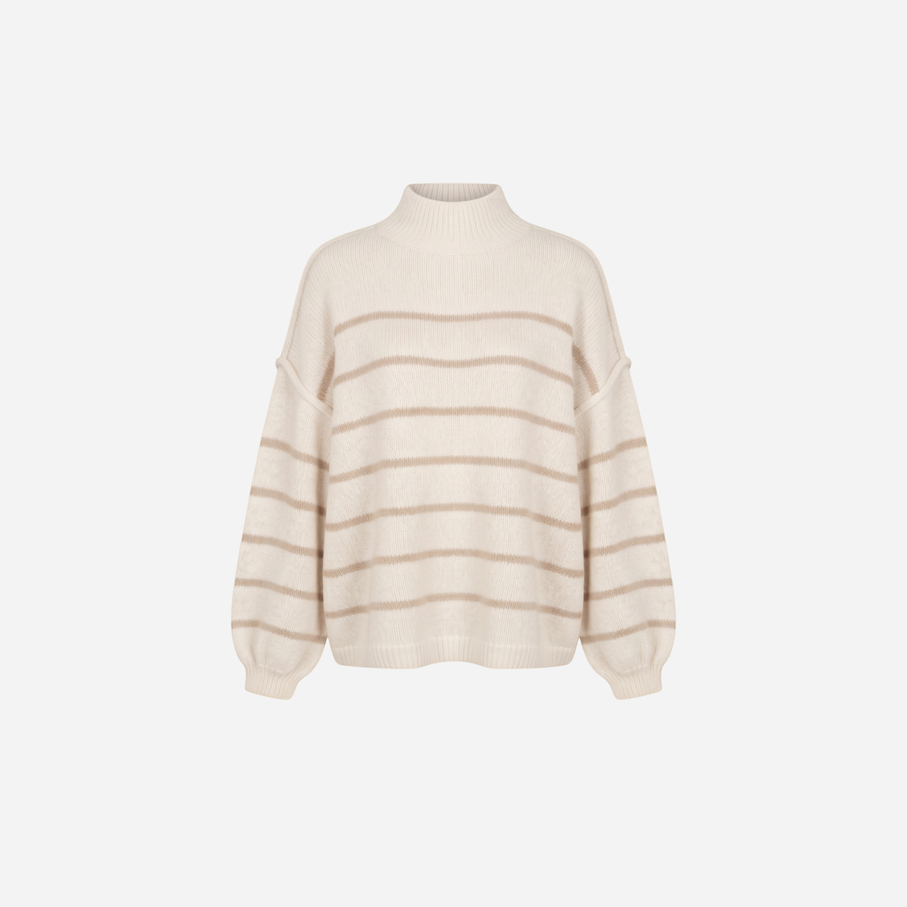 STREEP KNIT MET BALLONMOUW CREME