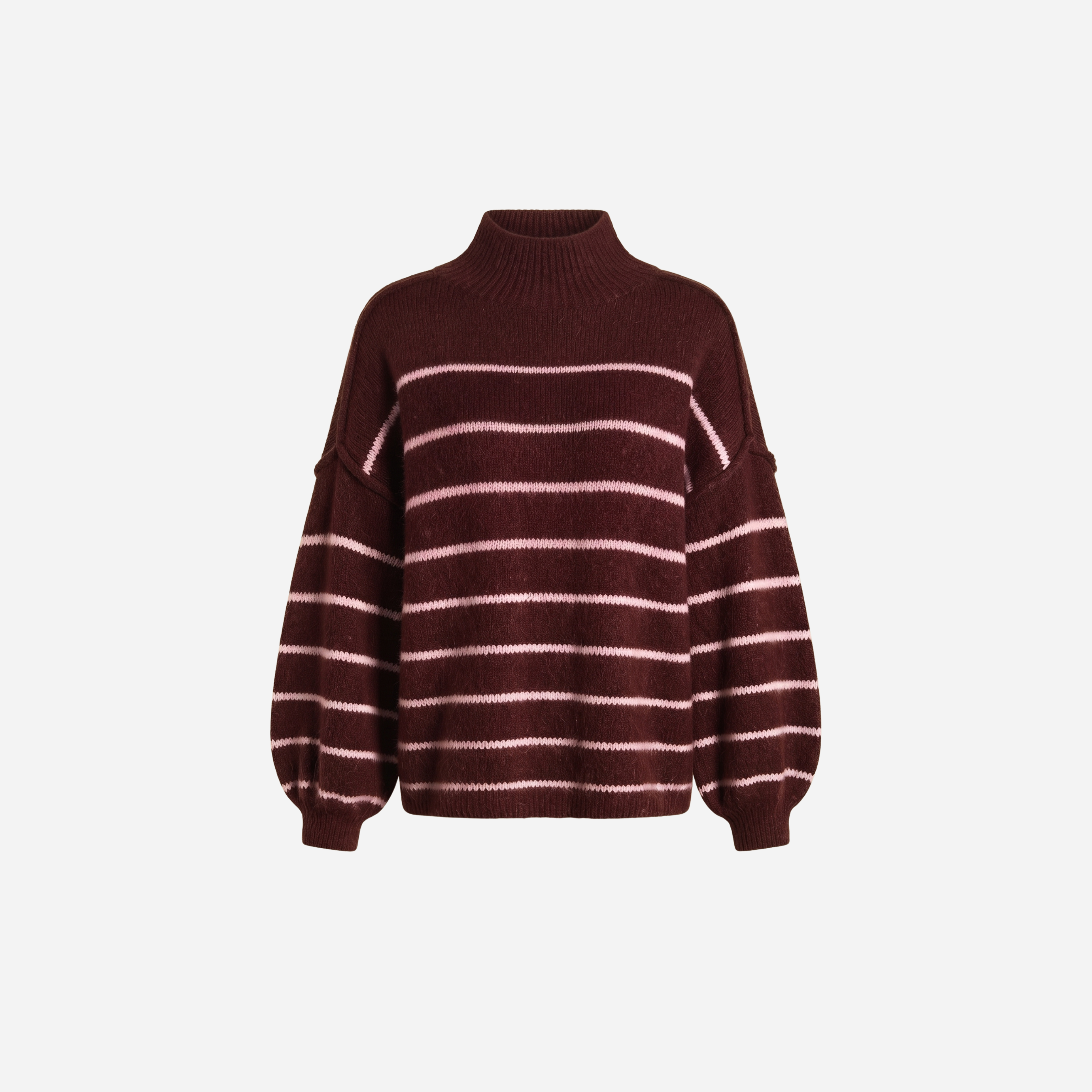 STREEP KNIT MET BALLONMOUW BURGUNDY