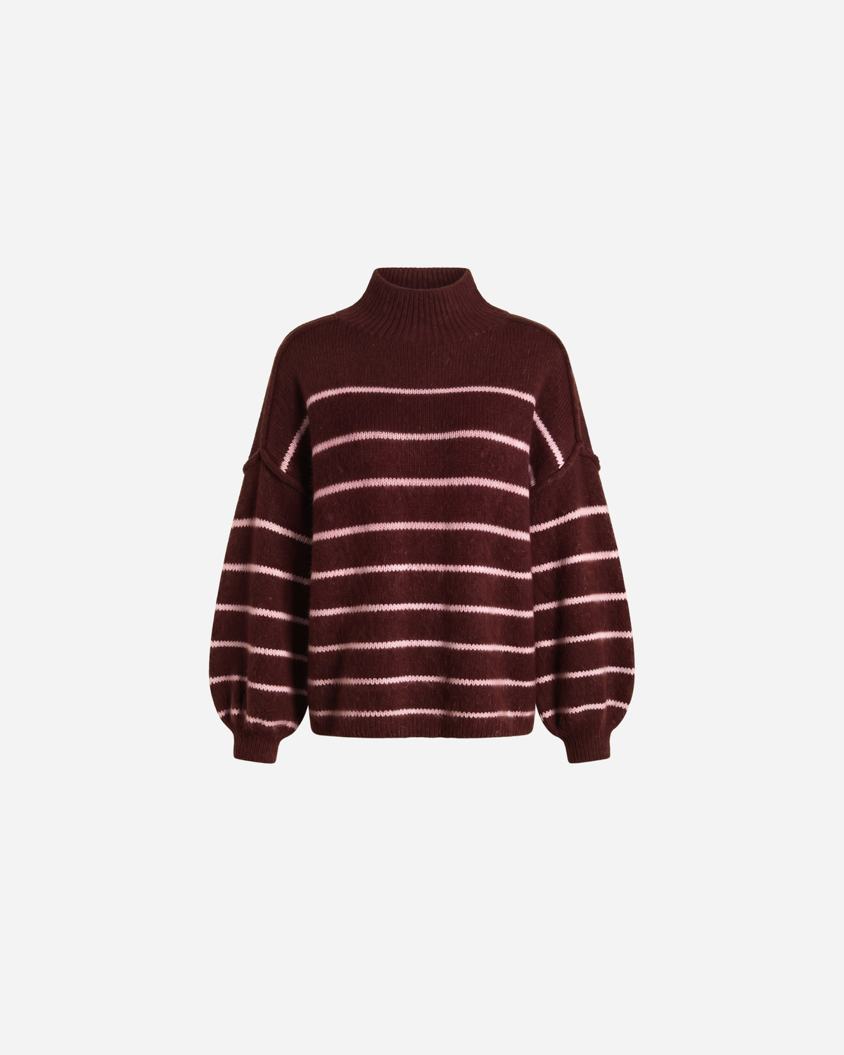 STREEP KNIT MET BALLONMOUW BURGUNDY