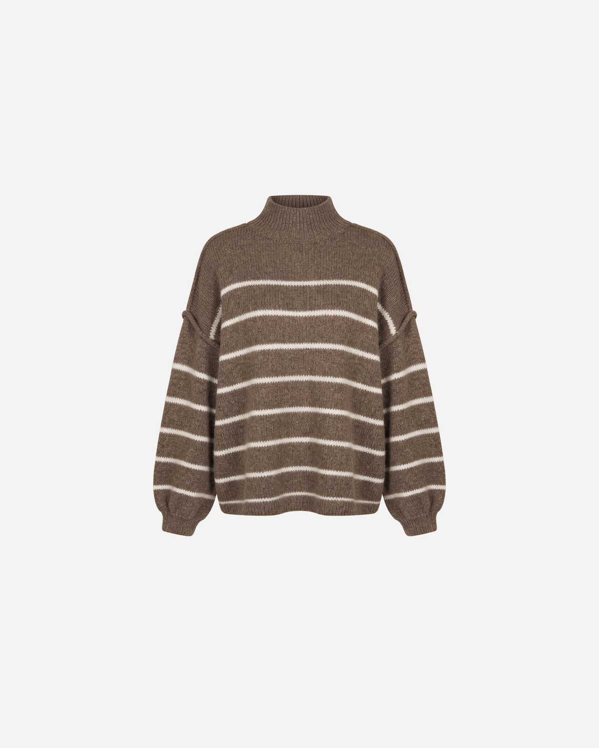 STREEP KNIT MET BALLONMOUW TAUPE