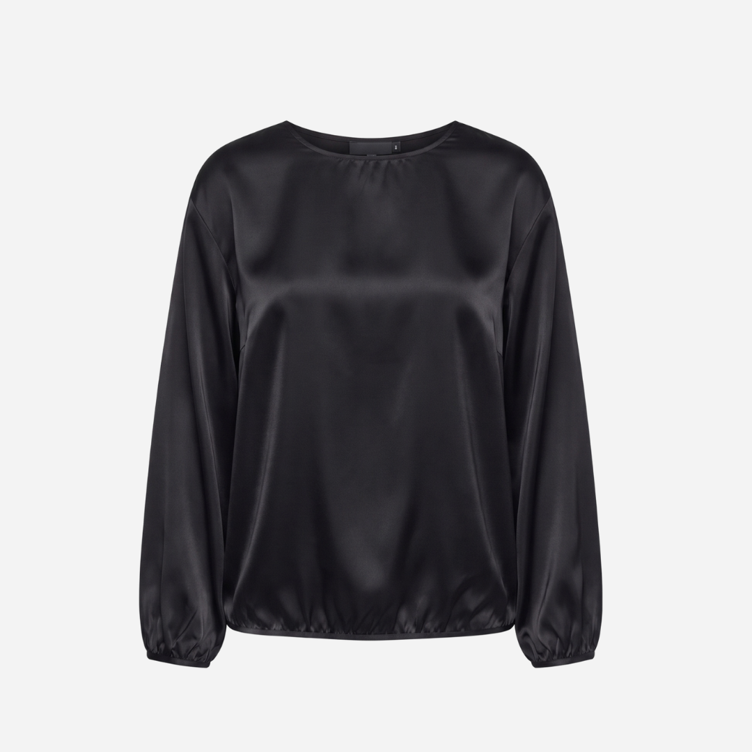 SILK LOOK TOP ZWART