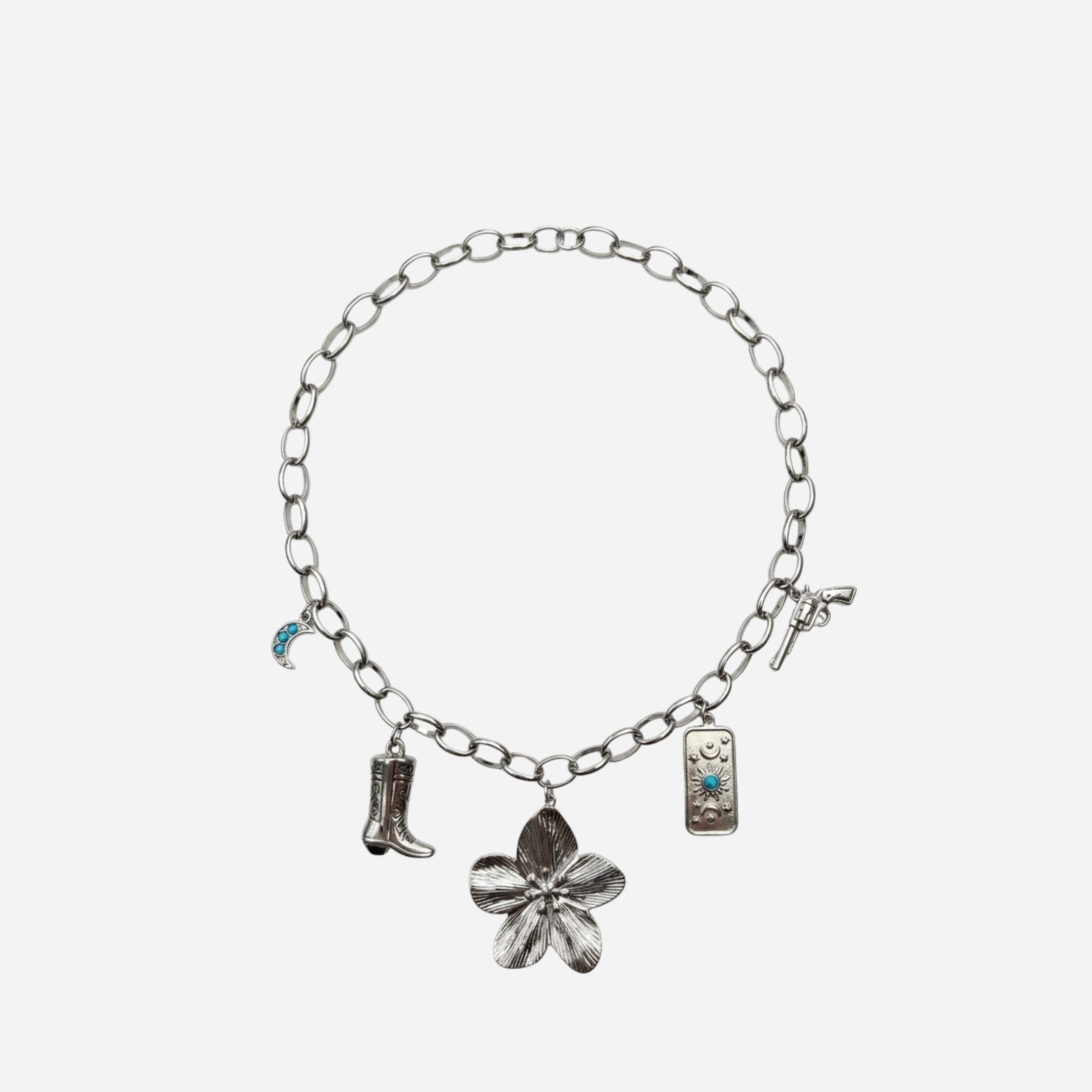 BEDEL FLOWER KETTING ZILVER MBB
