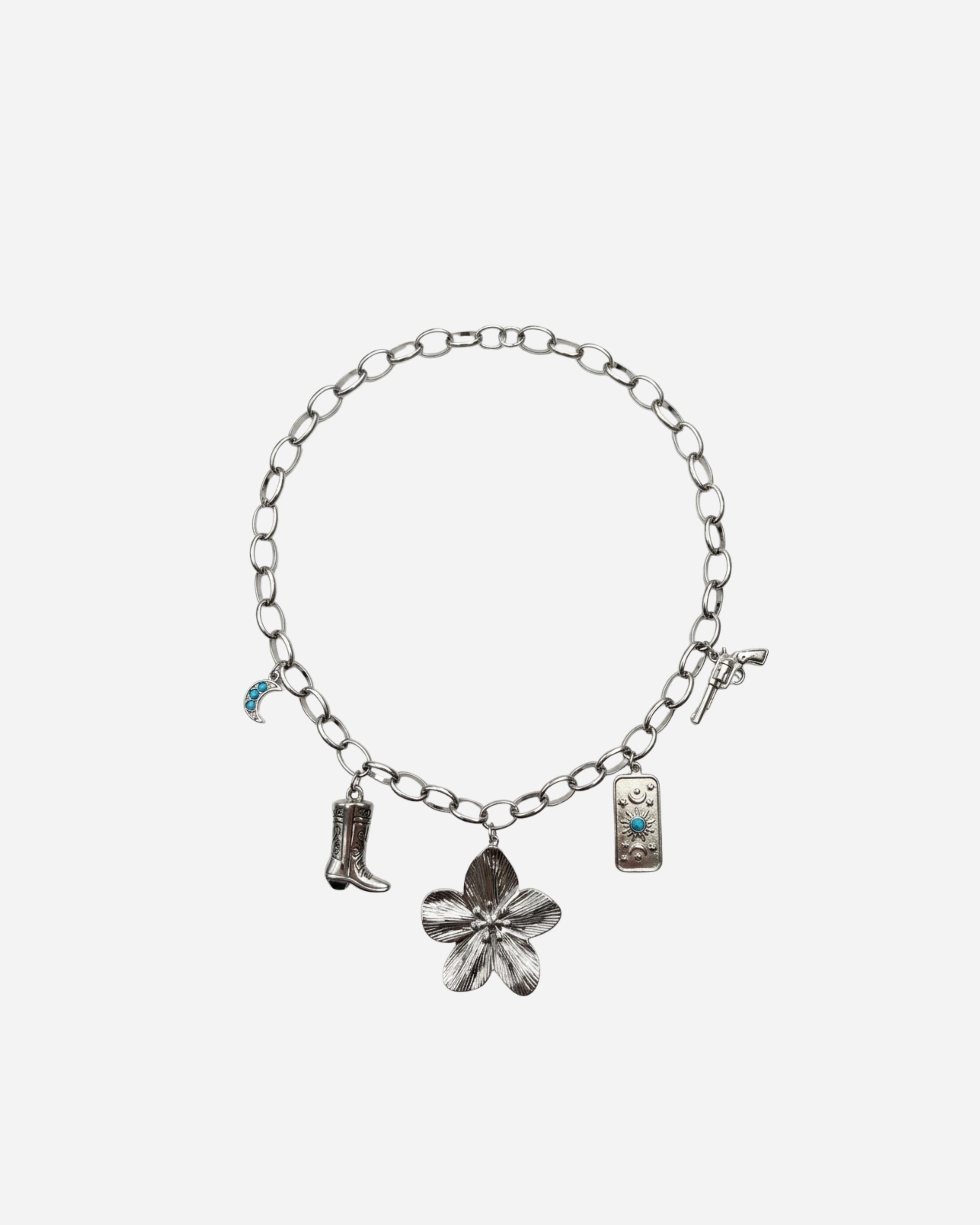 BEDEL FLOWER KETTING ZILVER MBB