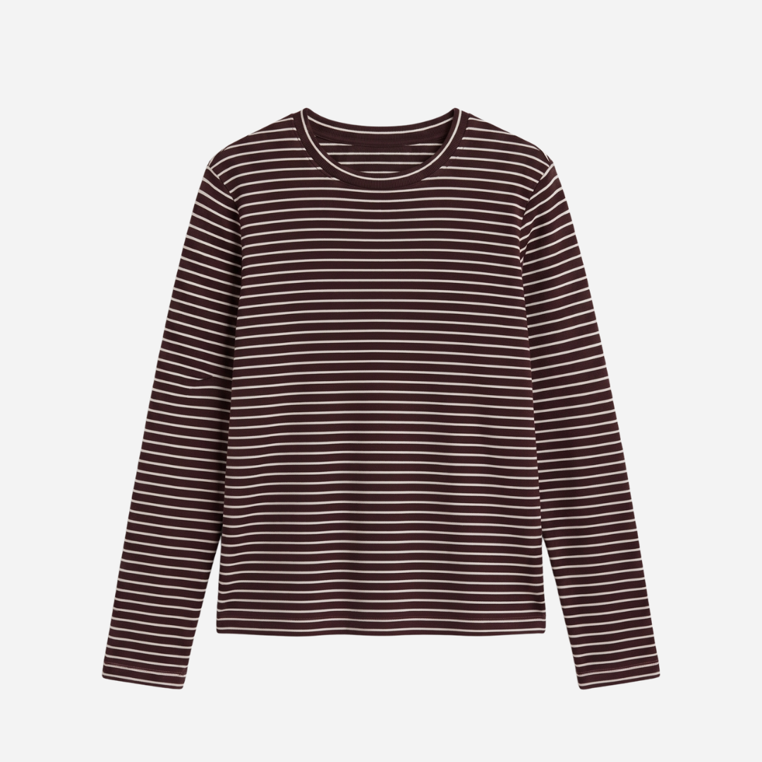 STREEPJES LONGSLEEVE LINNIES THE LABEL ESPRESSO/BEIGE