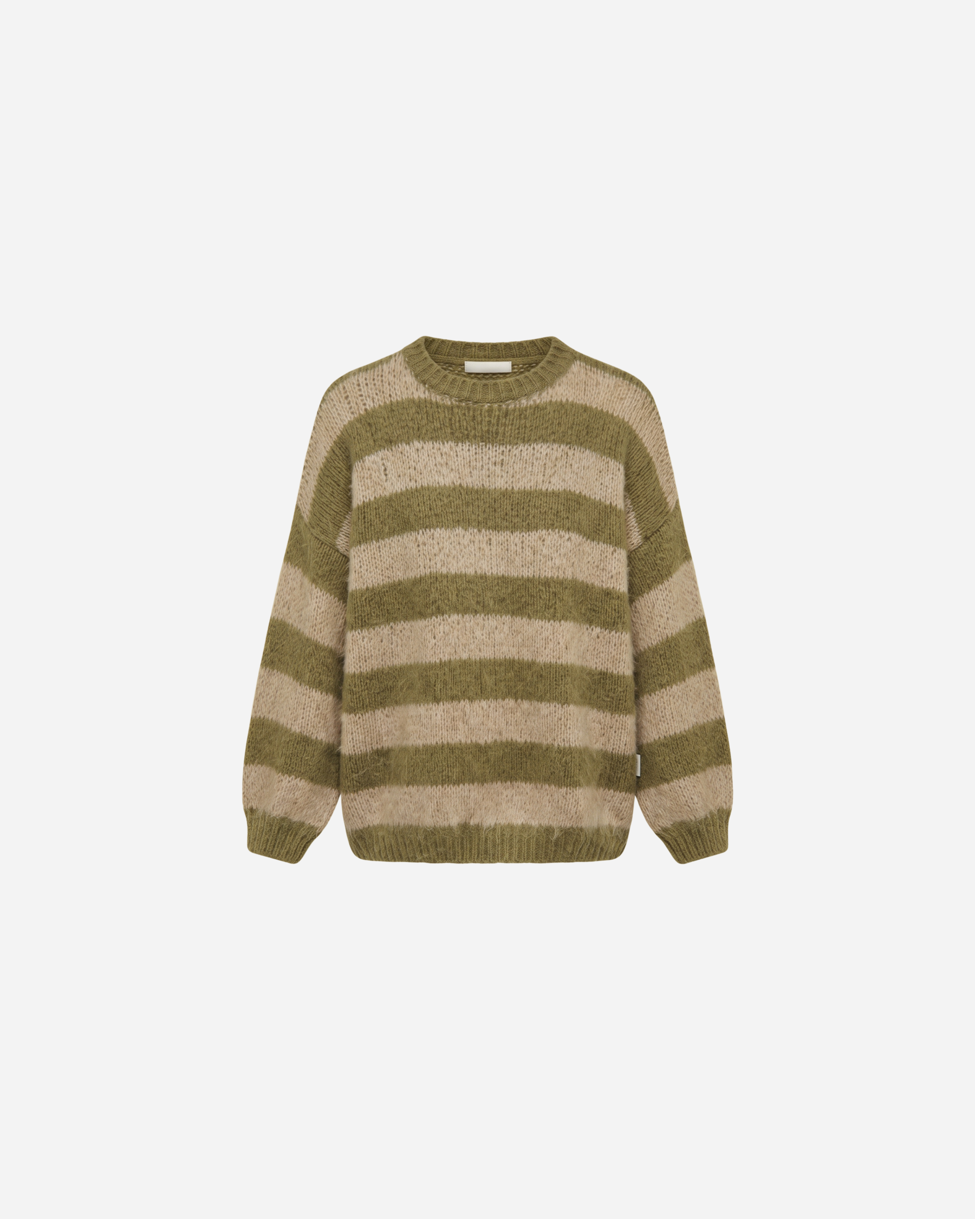 STREEP KNIT ARMY/BEIGE