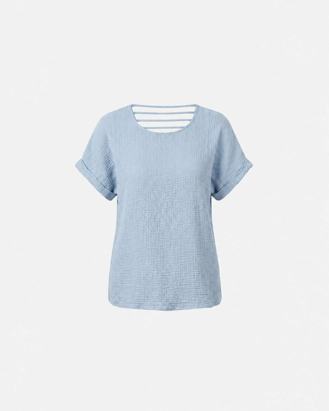 KATOENEN MOUSSELINE TOP BLAUW