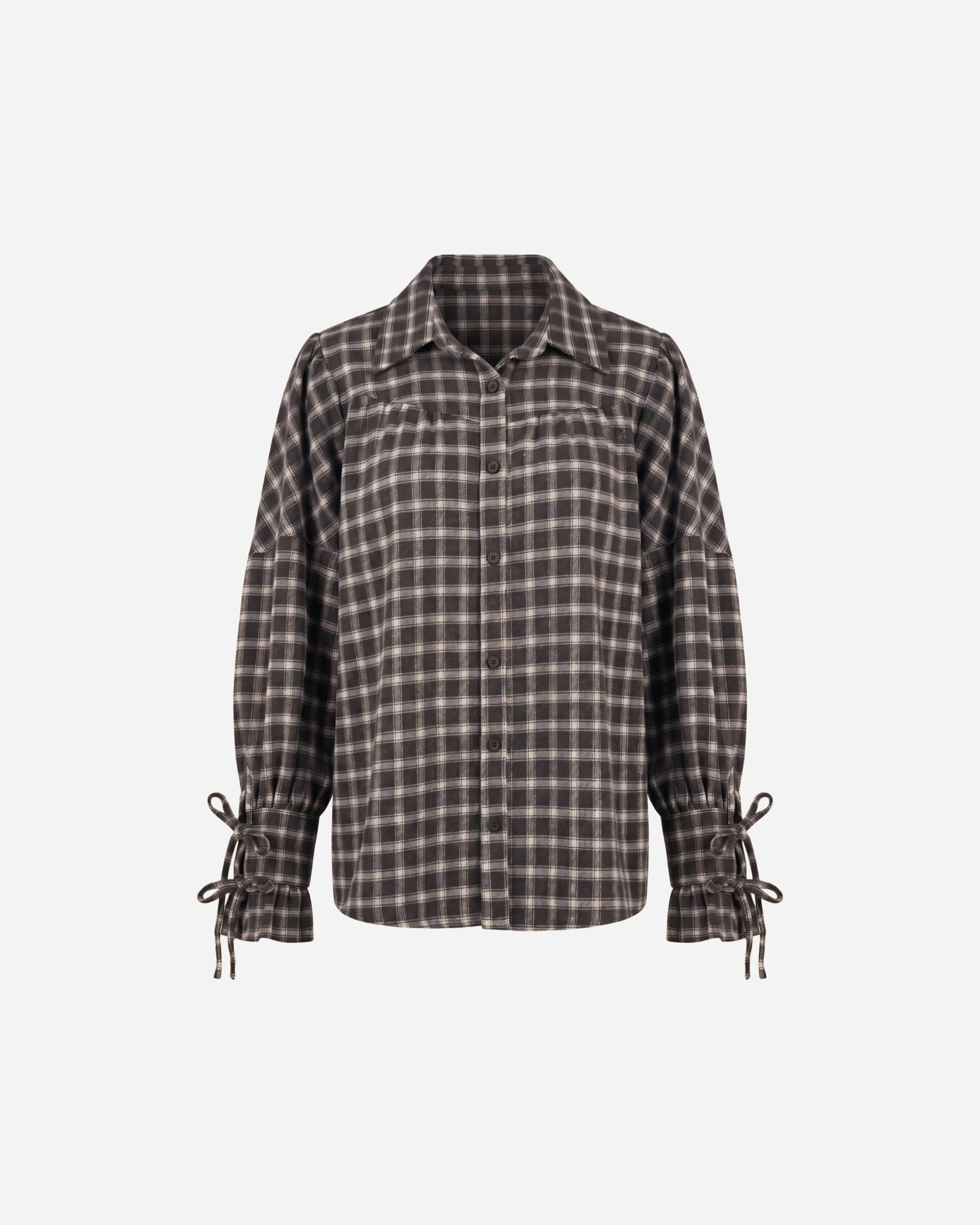 GERUITE BLOUSE MET TROMPETMOUWEN ZWART